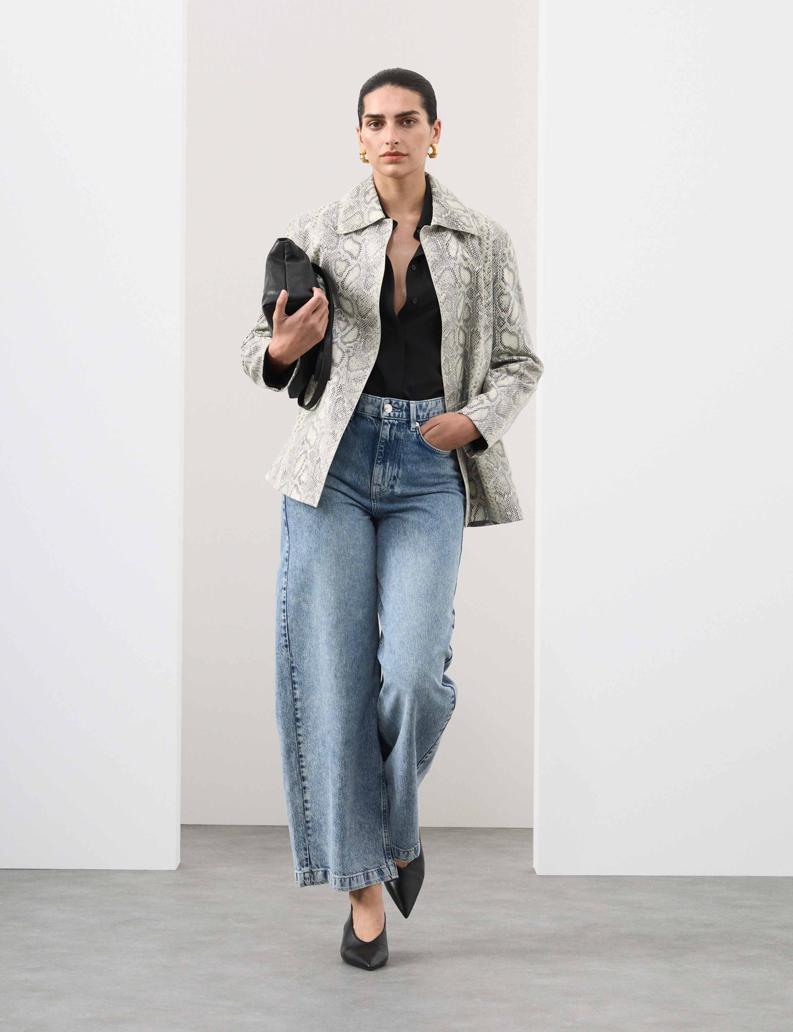 Leather Snakeskin Print Jacket 5 of 7
