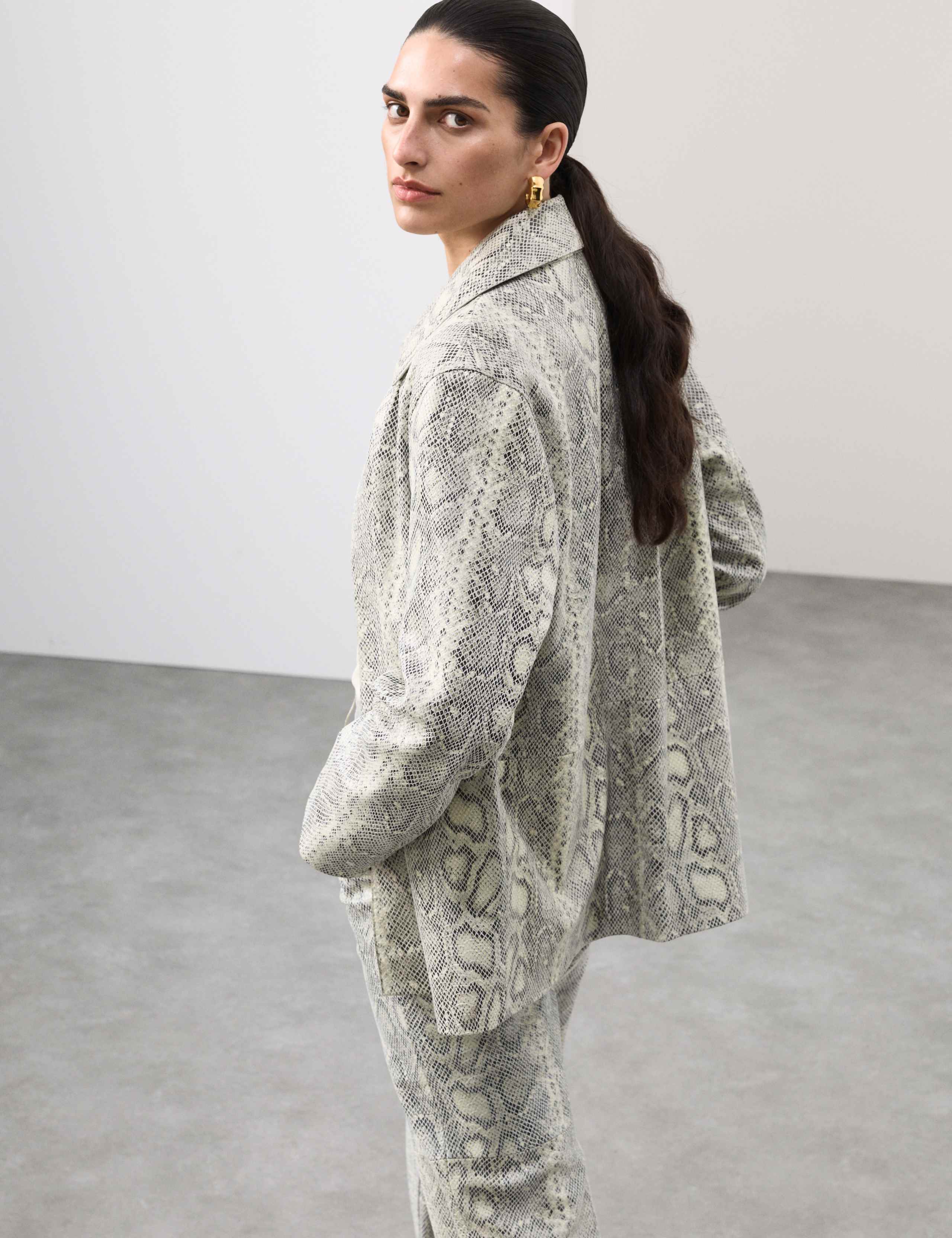Leather Snakeskin Print Jacket 6 of 7