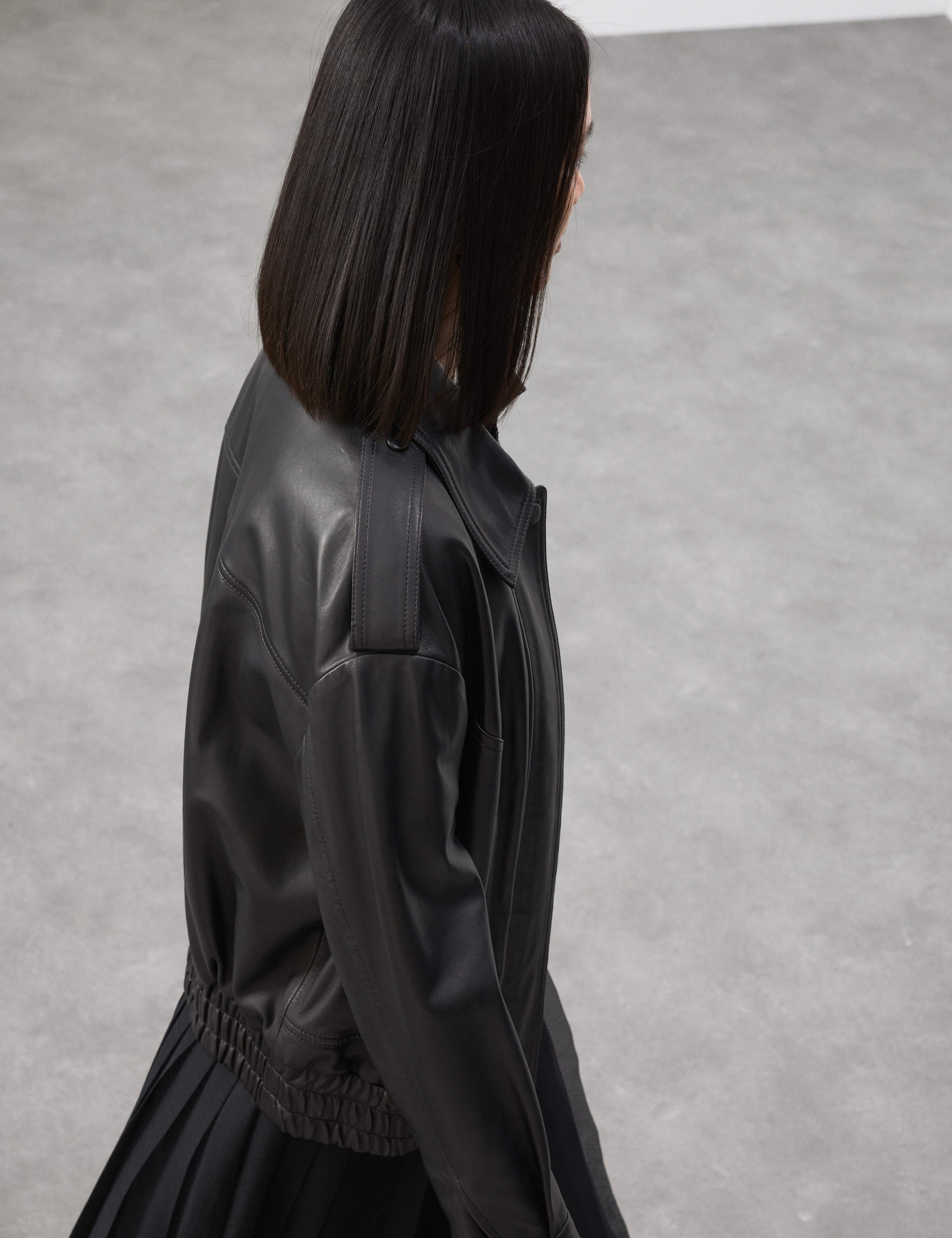 Leather Relaxed Harrington Jacket 6 of 8