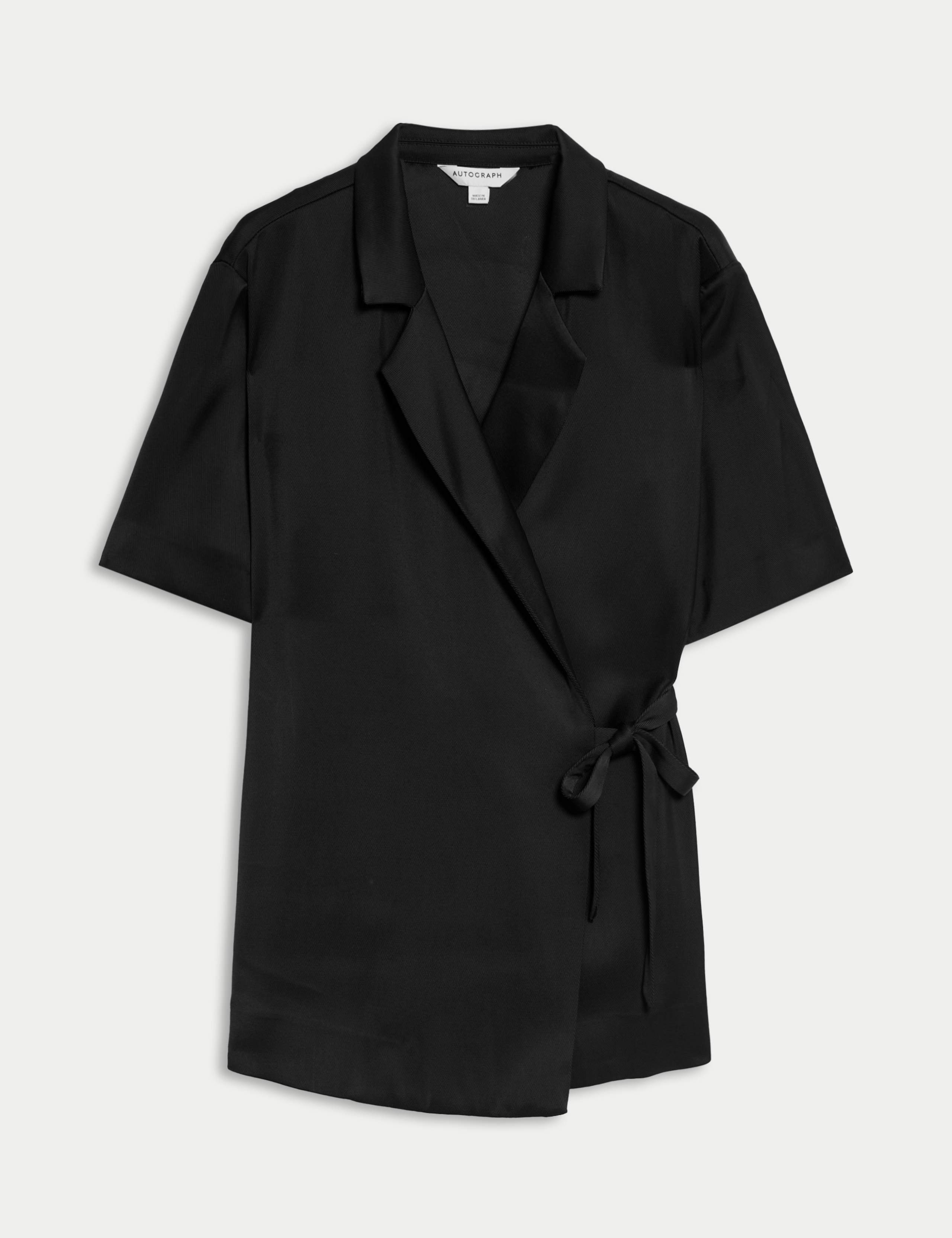 Textured Short Sleeve Tie Waist Blazer 2 of 6