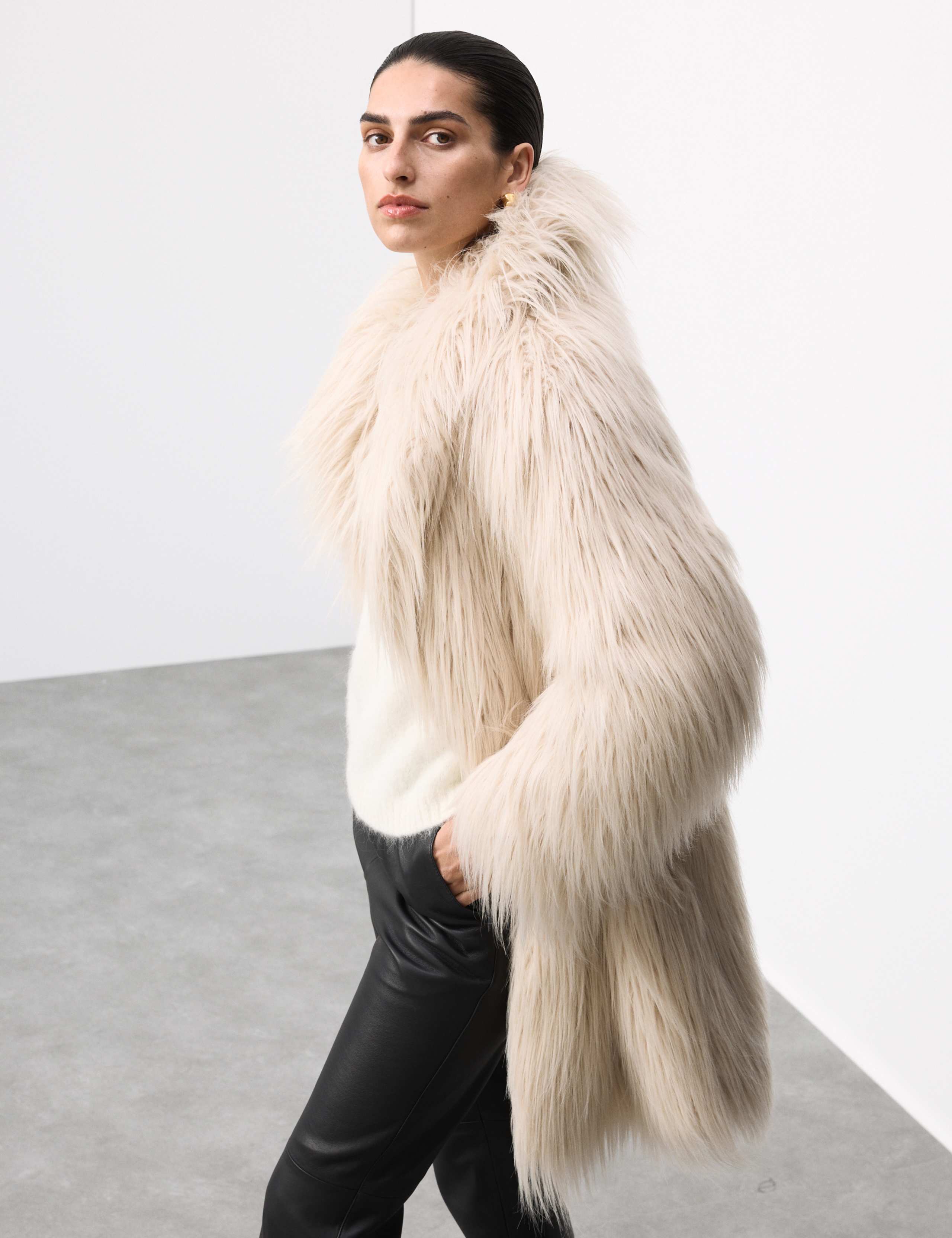 Faux Fur Collared Longline Coat 7 of 8