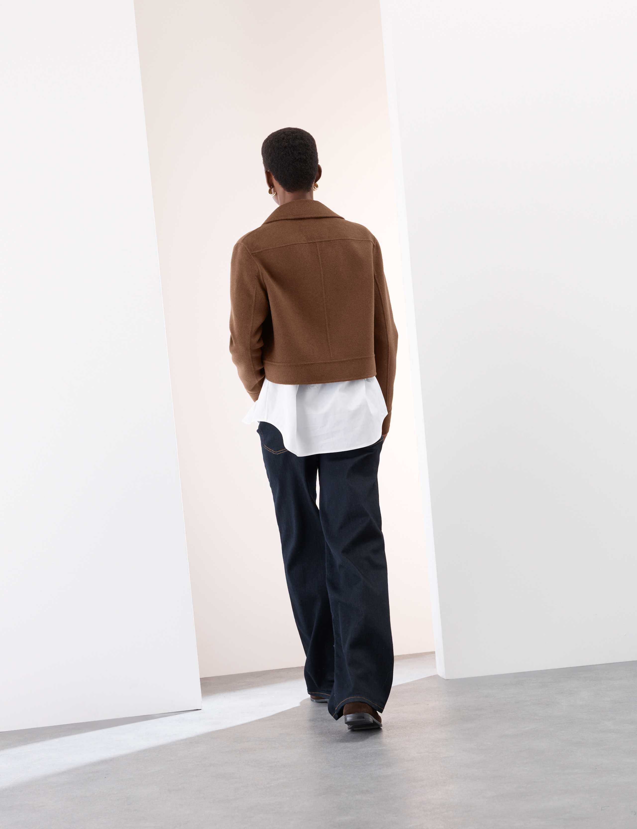 Wool Blend Collared Cropped Utility Jacket 5 of 8