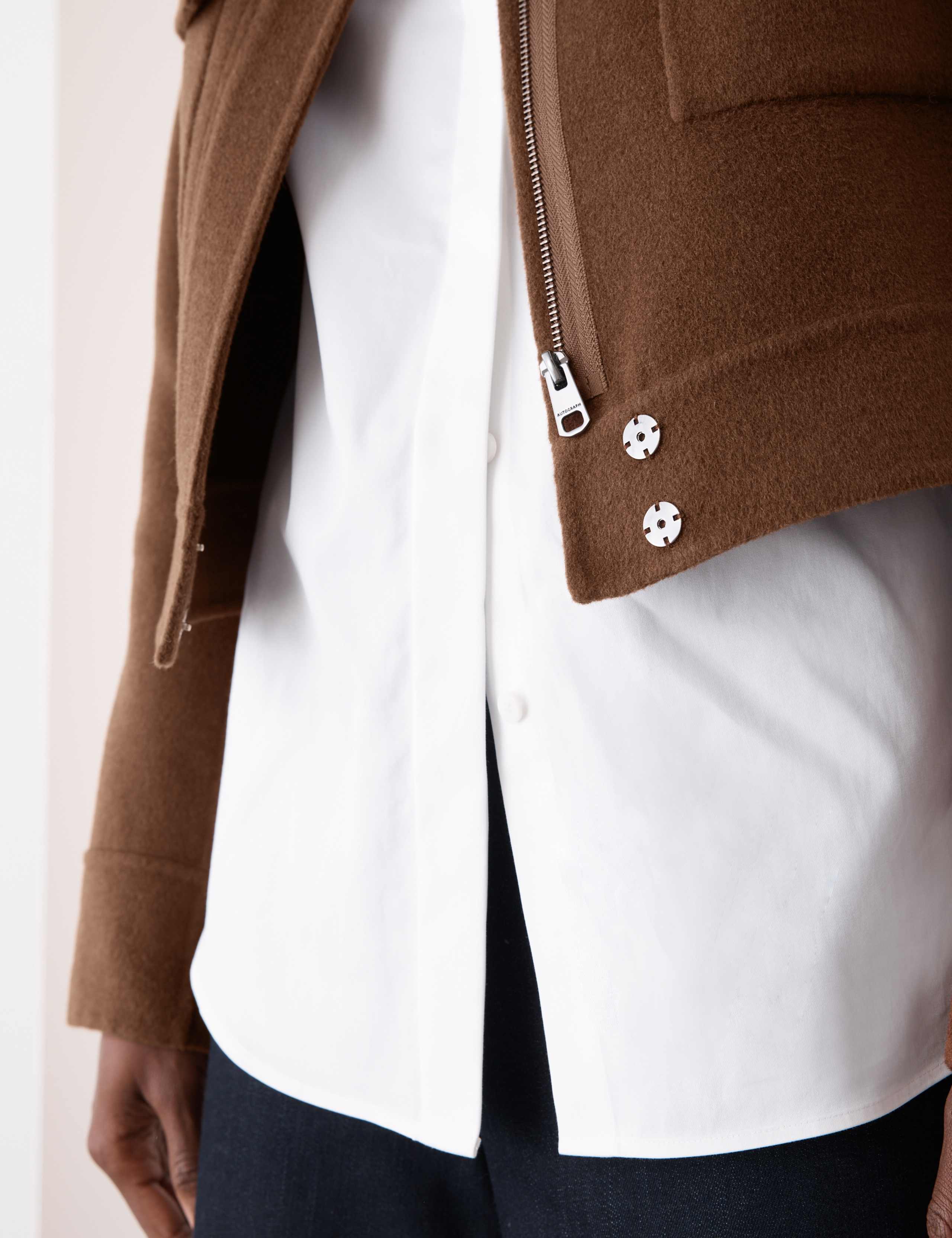 Wool Blend Collared Cropped Utility Jacket 6 of 8