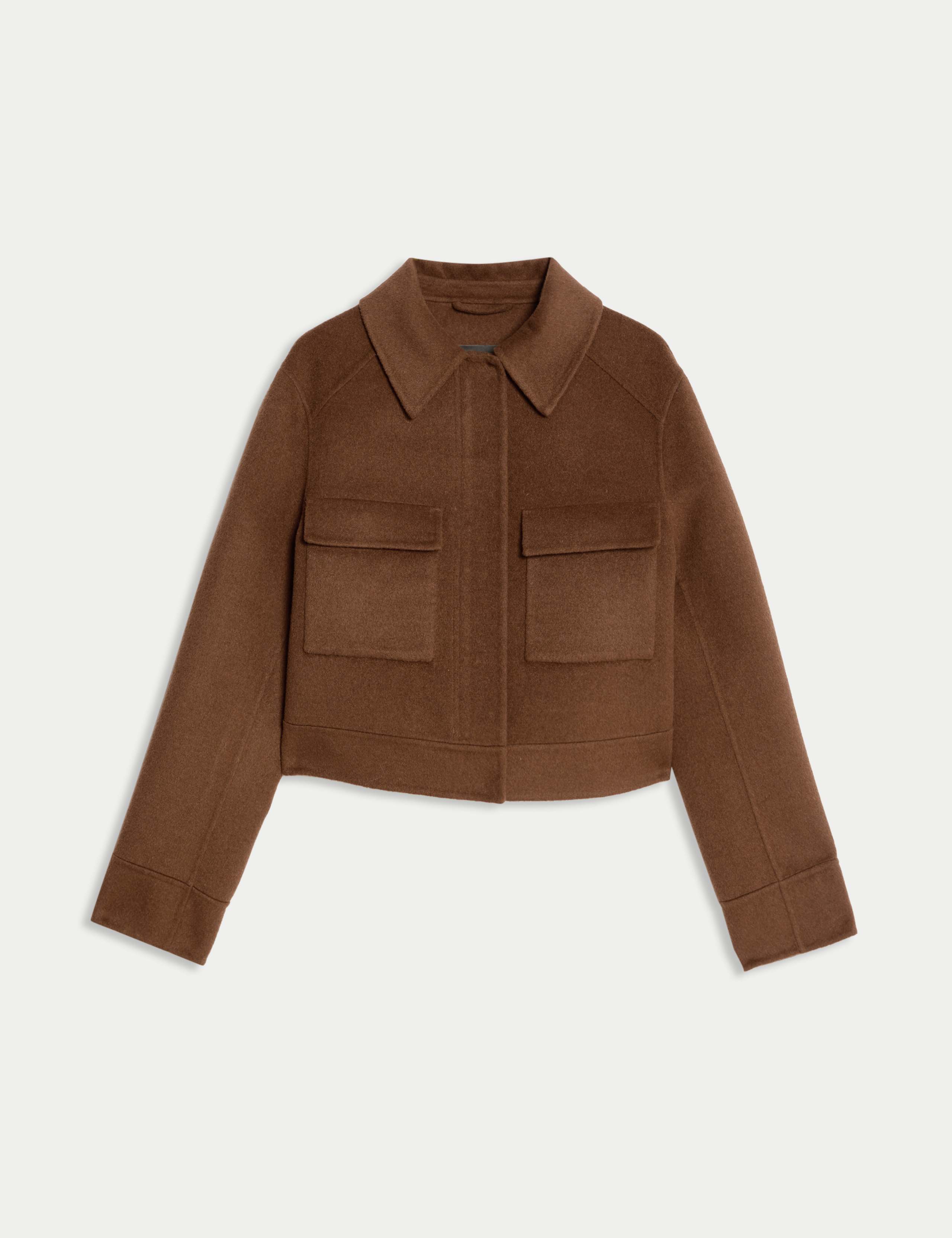 Wool Blend Collared Cropped Utility Jacket 2 of 8