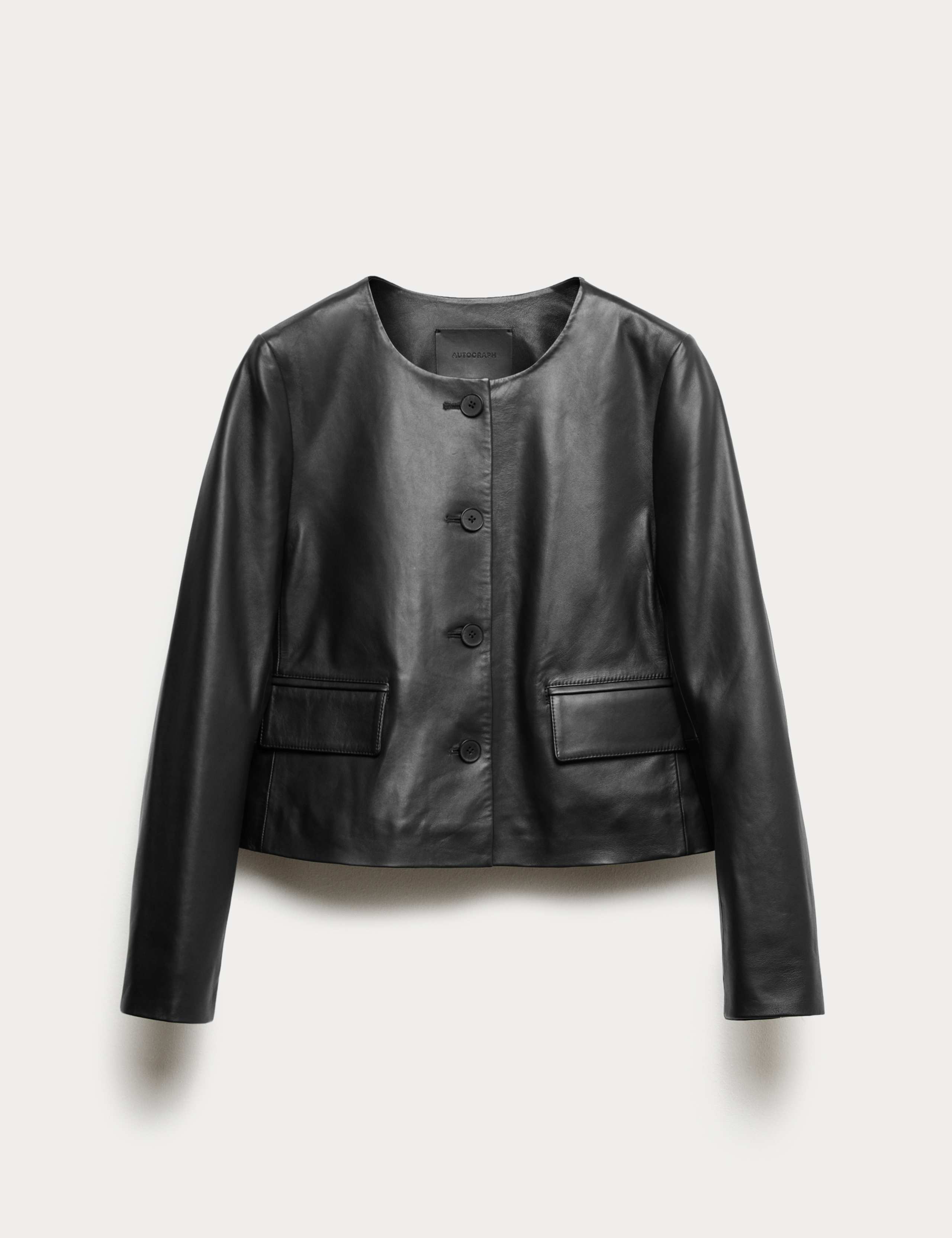 Leather Collarless Jacket 2 of 4
