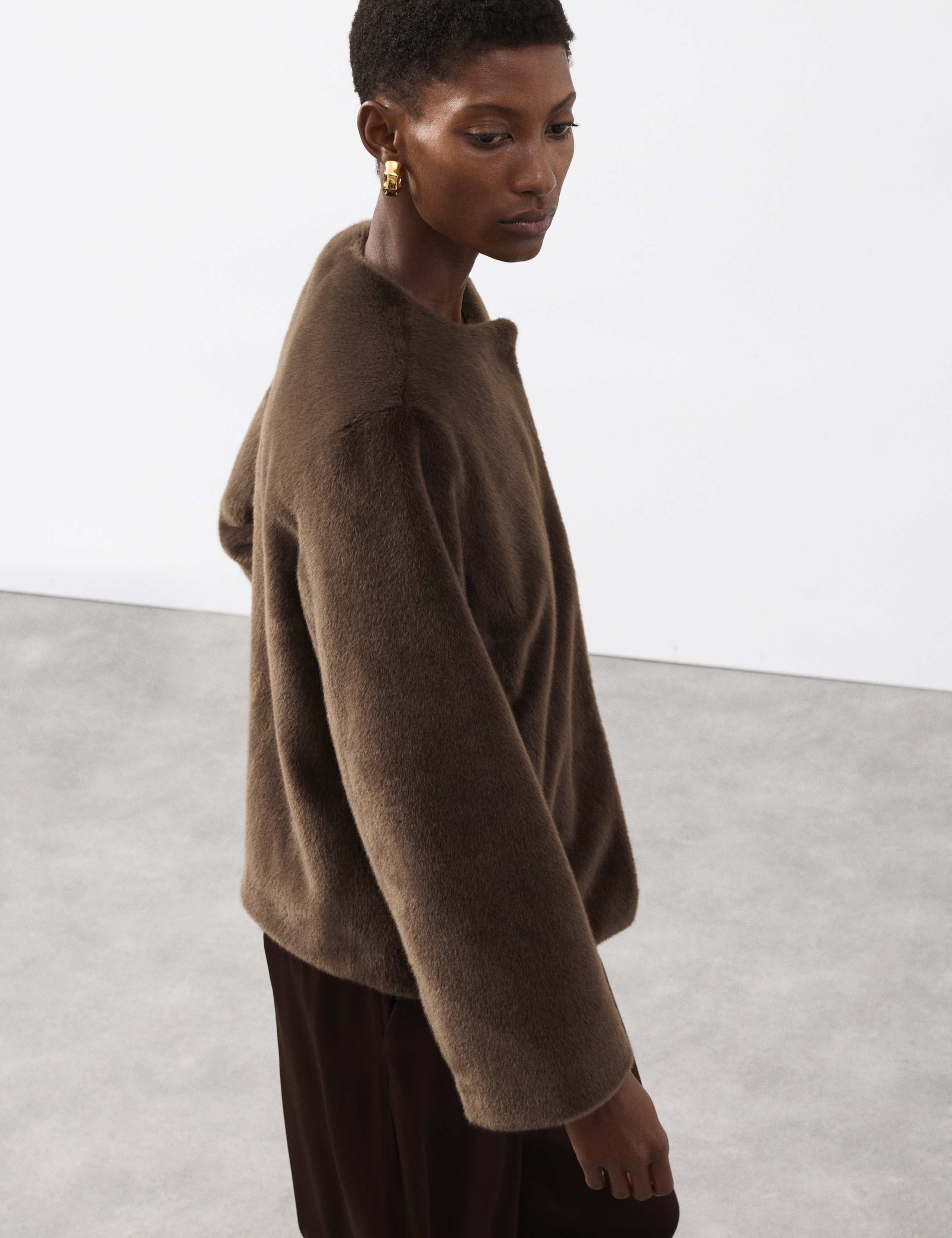 Faux Fur Detachable Scarf Coat 5 of 7