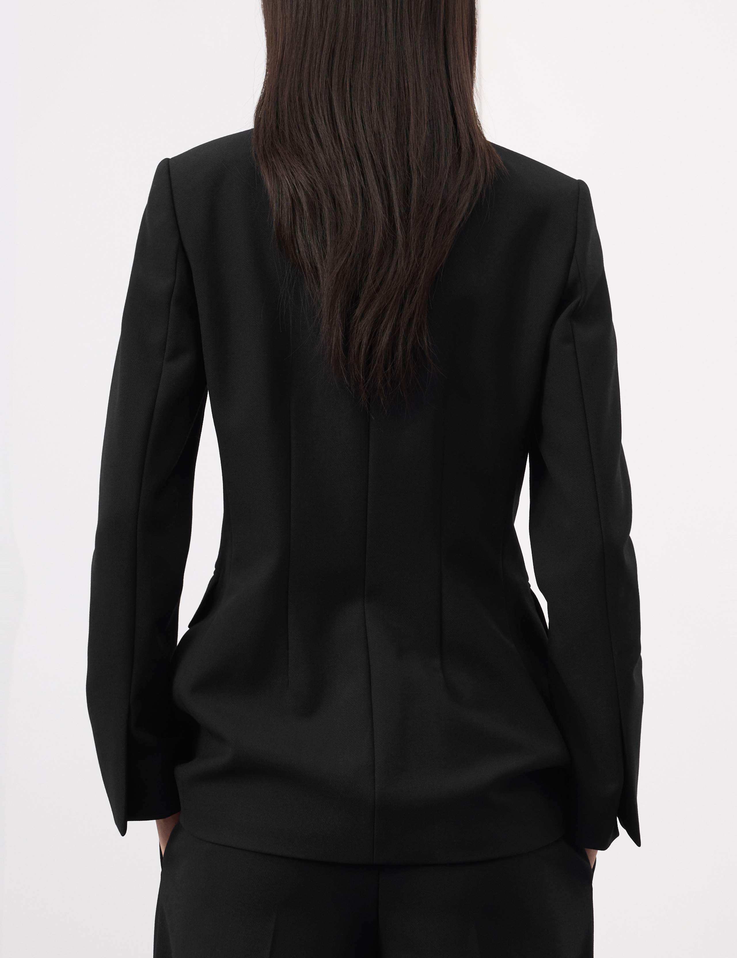 Collarless Longline Blazer with Wool 6 of 7