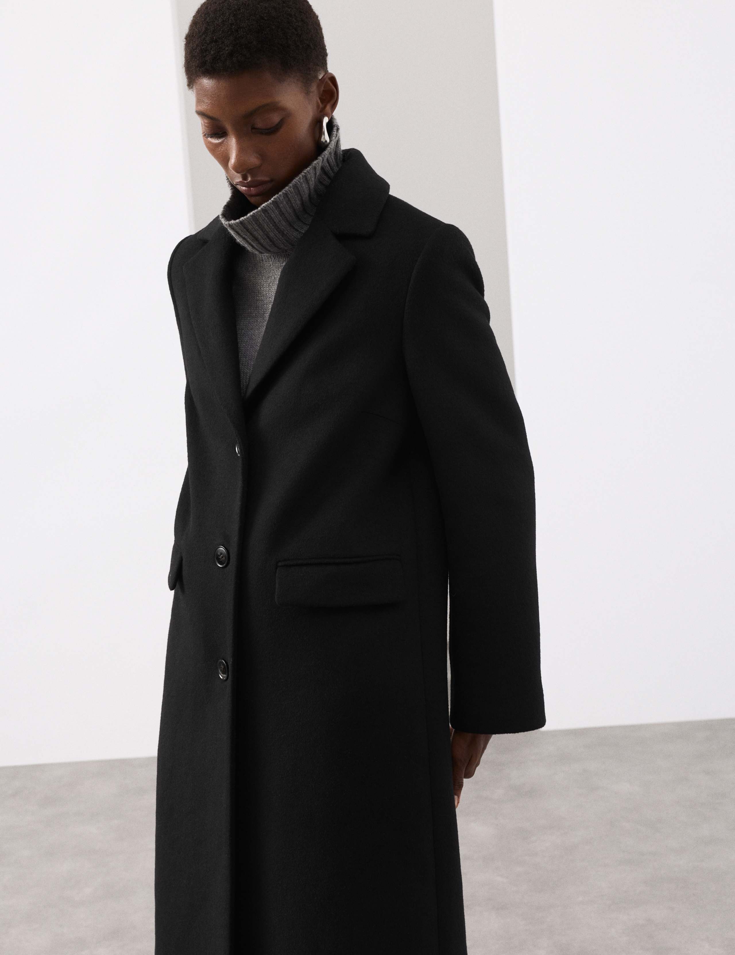 Wool Blend Longline Tailored Coat 3 of 7