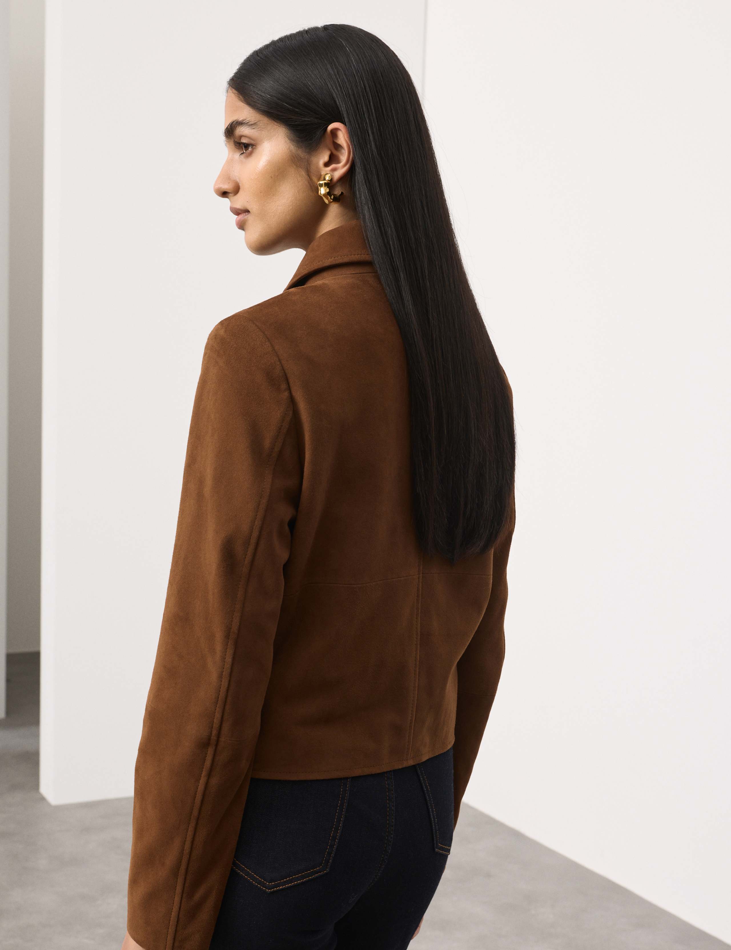 Suede Collared Pocket Cropped Jacket 6 of 7