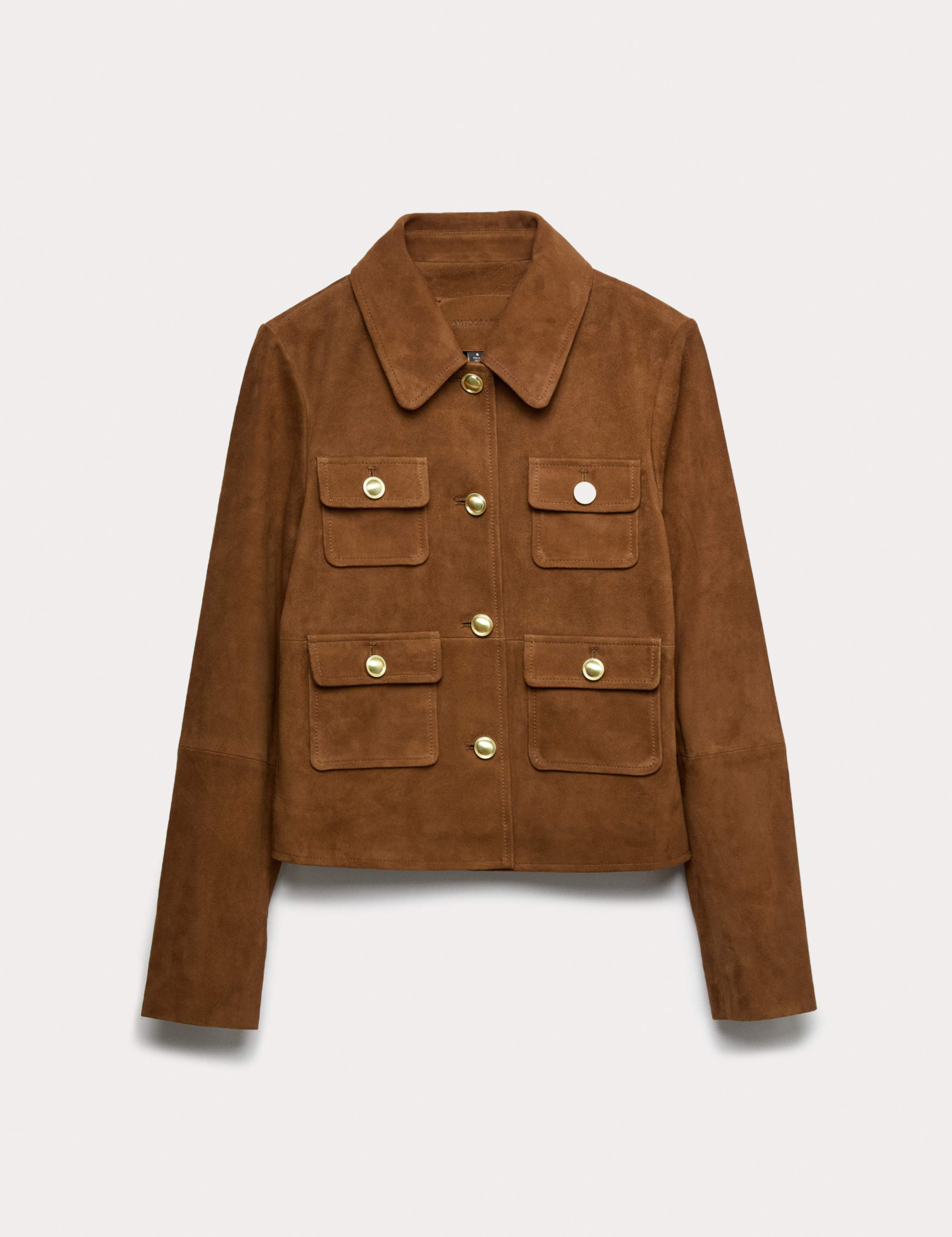 Suede Collared Pocket Cropped Jacket 2 of 7