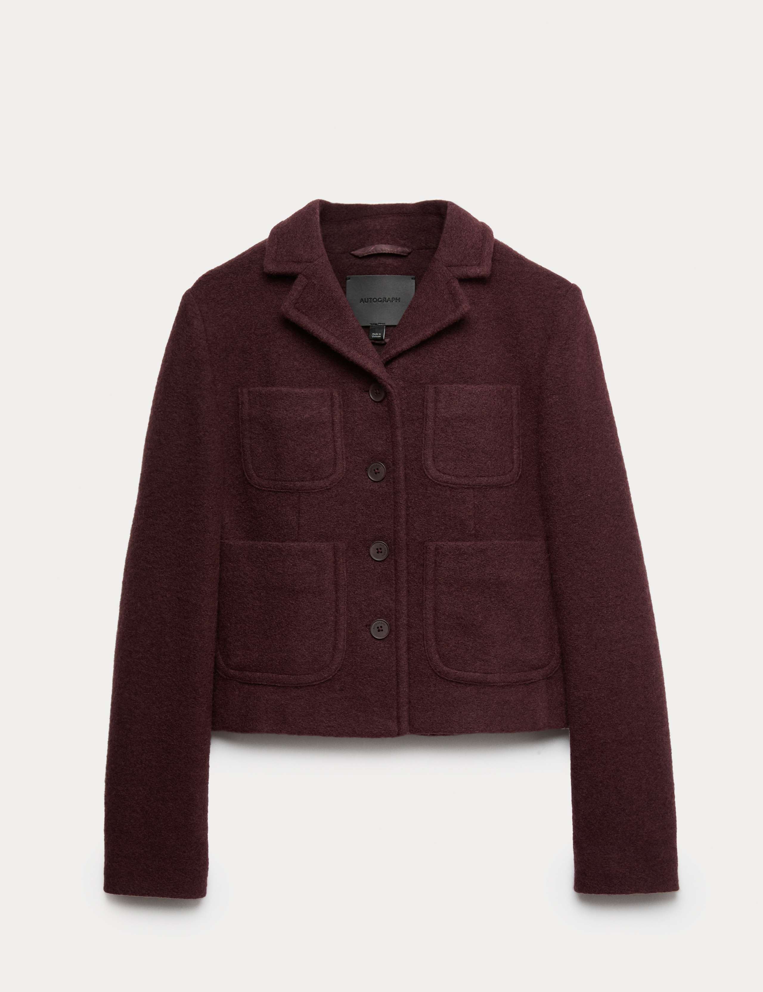 Wool Blend Single Breasted Cropped Blazer 2 of 3