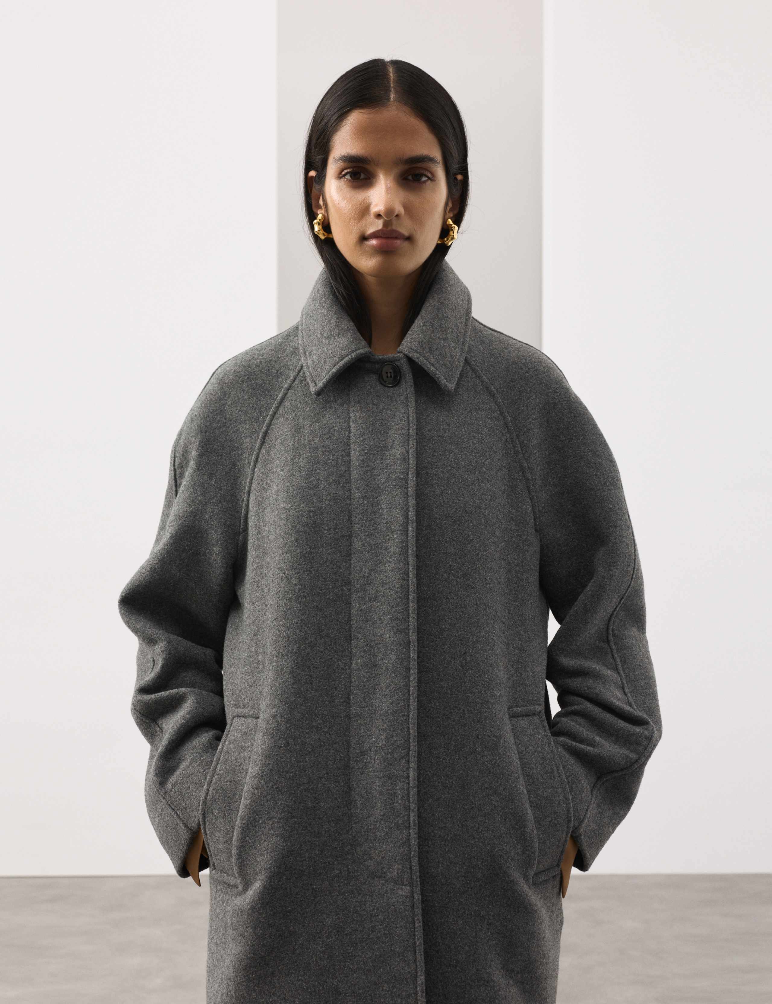 Longline Car Coat with Wool 2 of 5