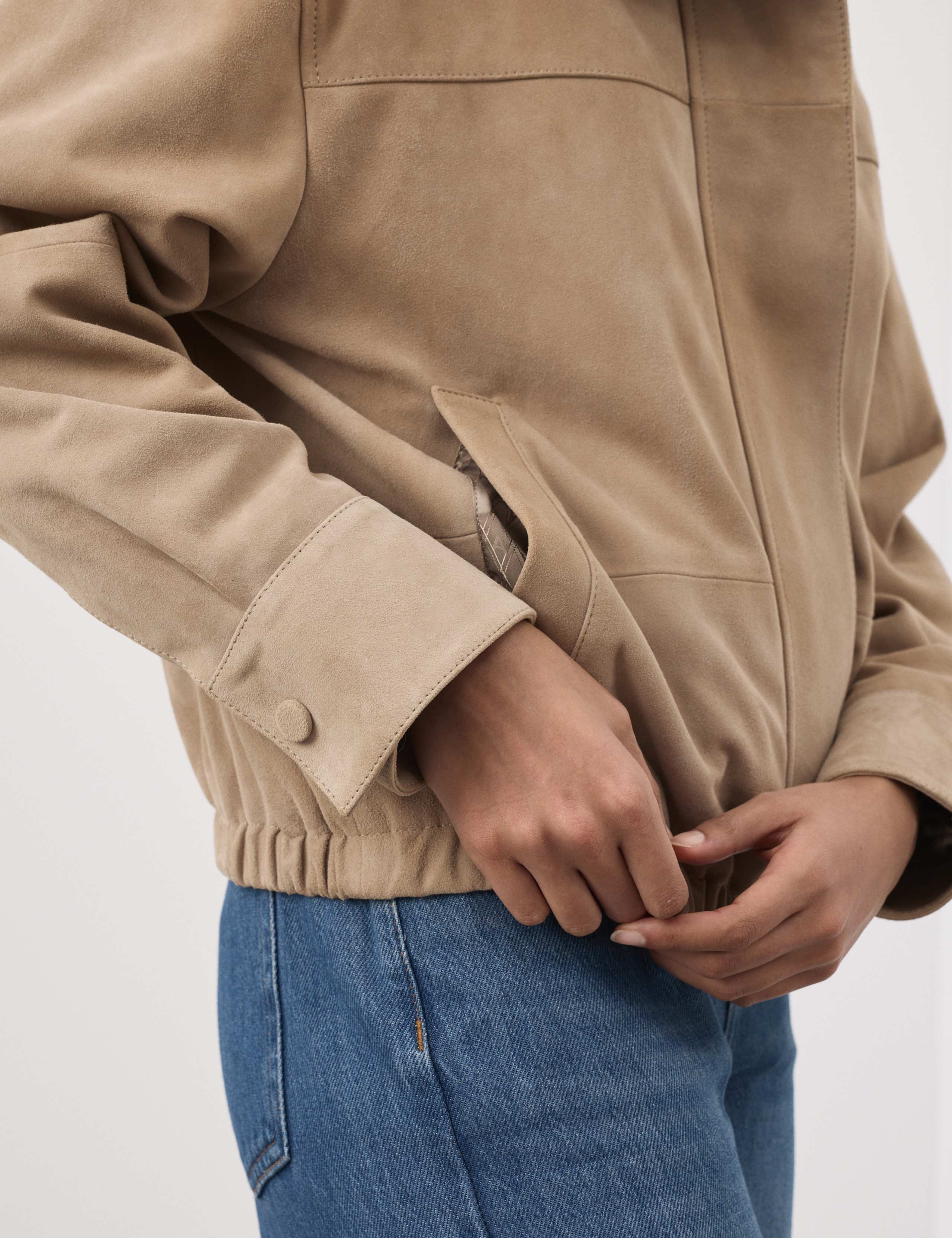 Suede Funnel Neck Blouson Jacket 4 of 7