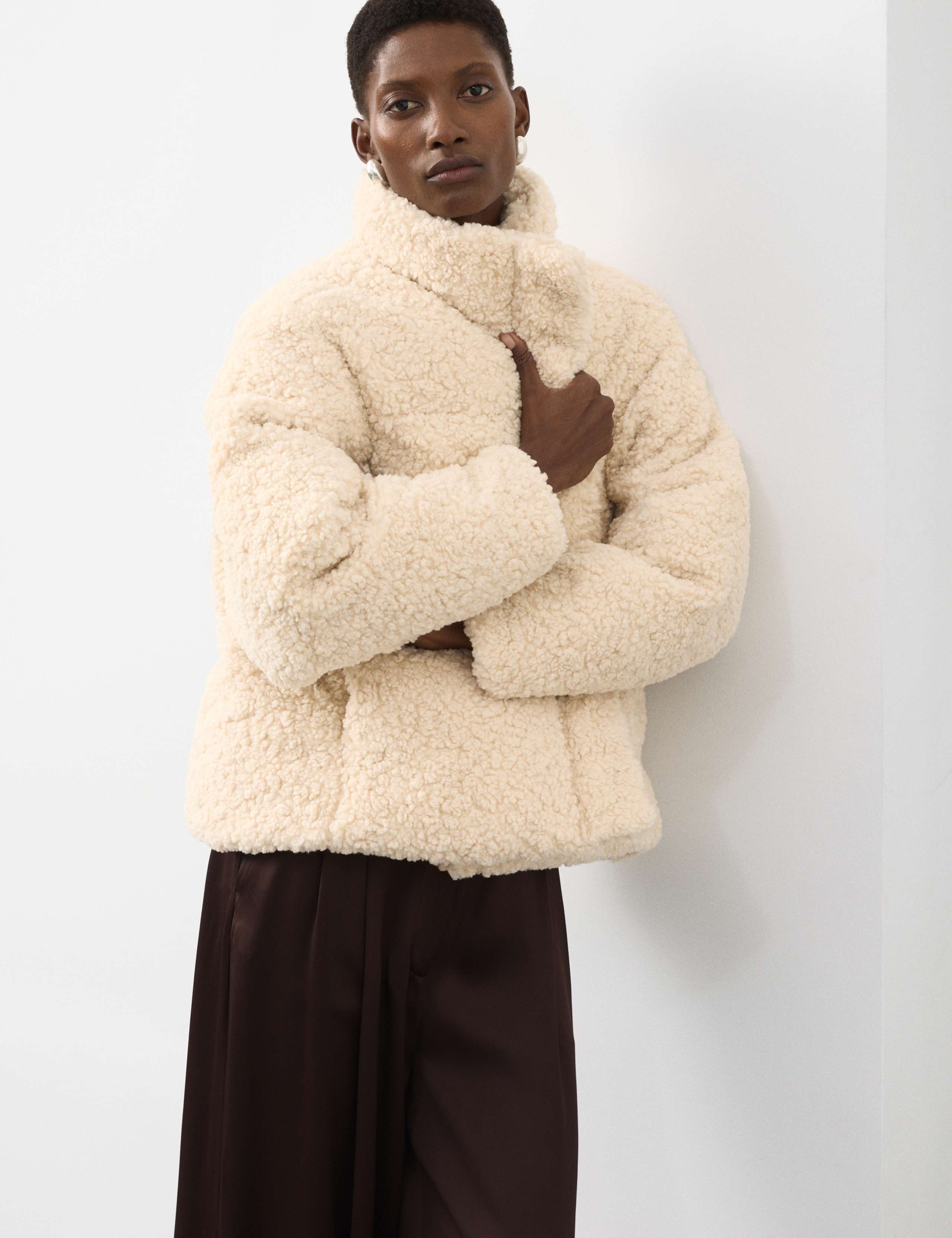 Borg Funnel Neck Puffer Coat 7 of 7