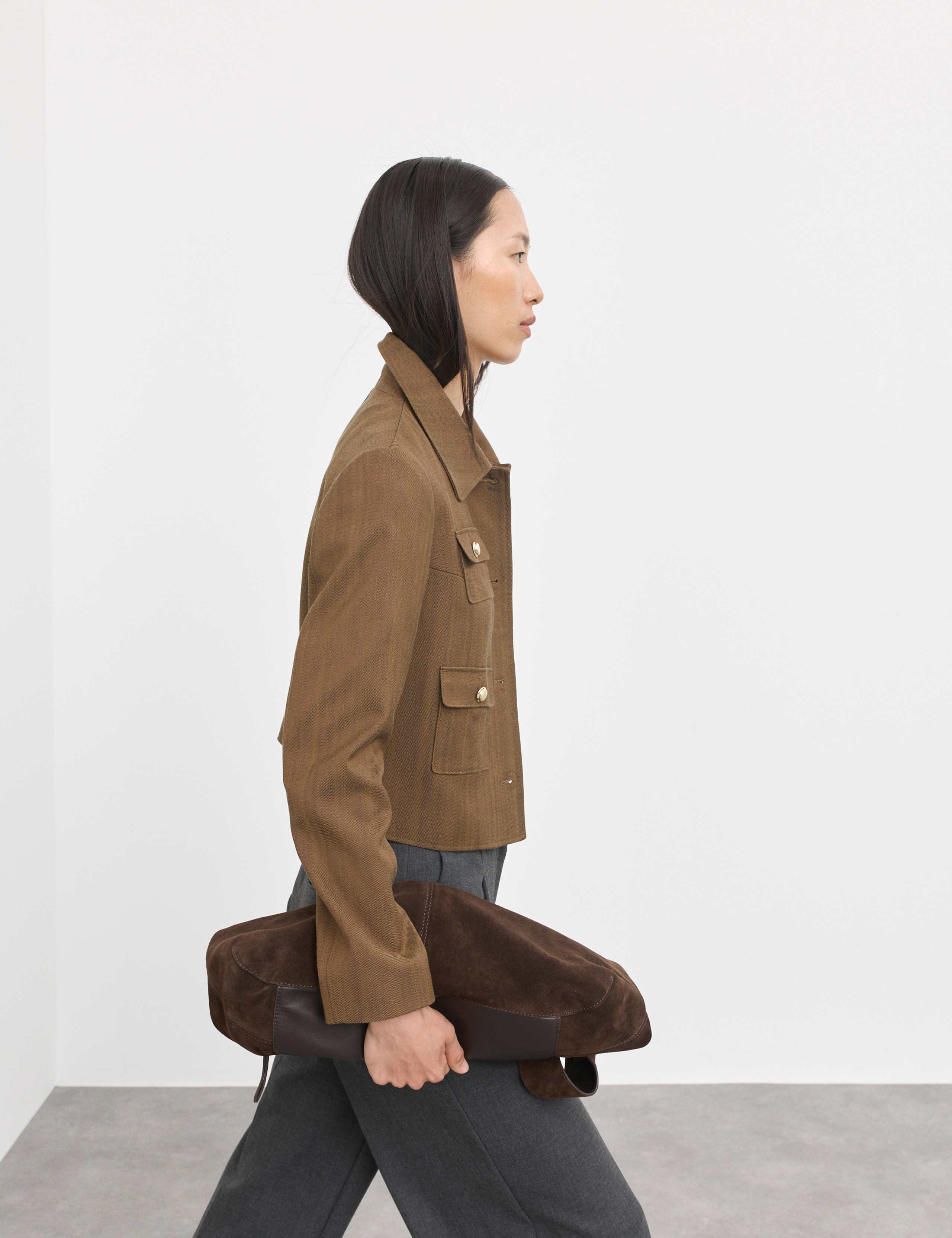 Cotton Blend Twill Cropped Jacket 4 of 7