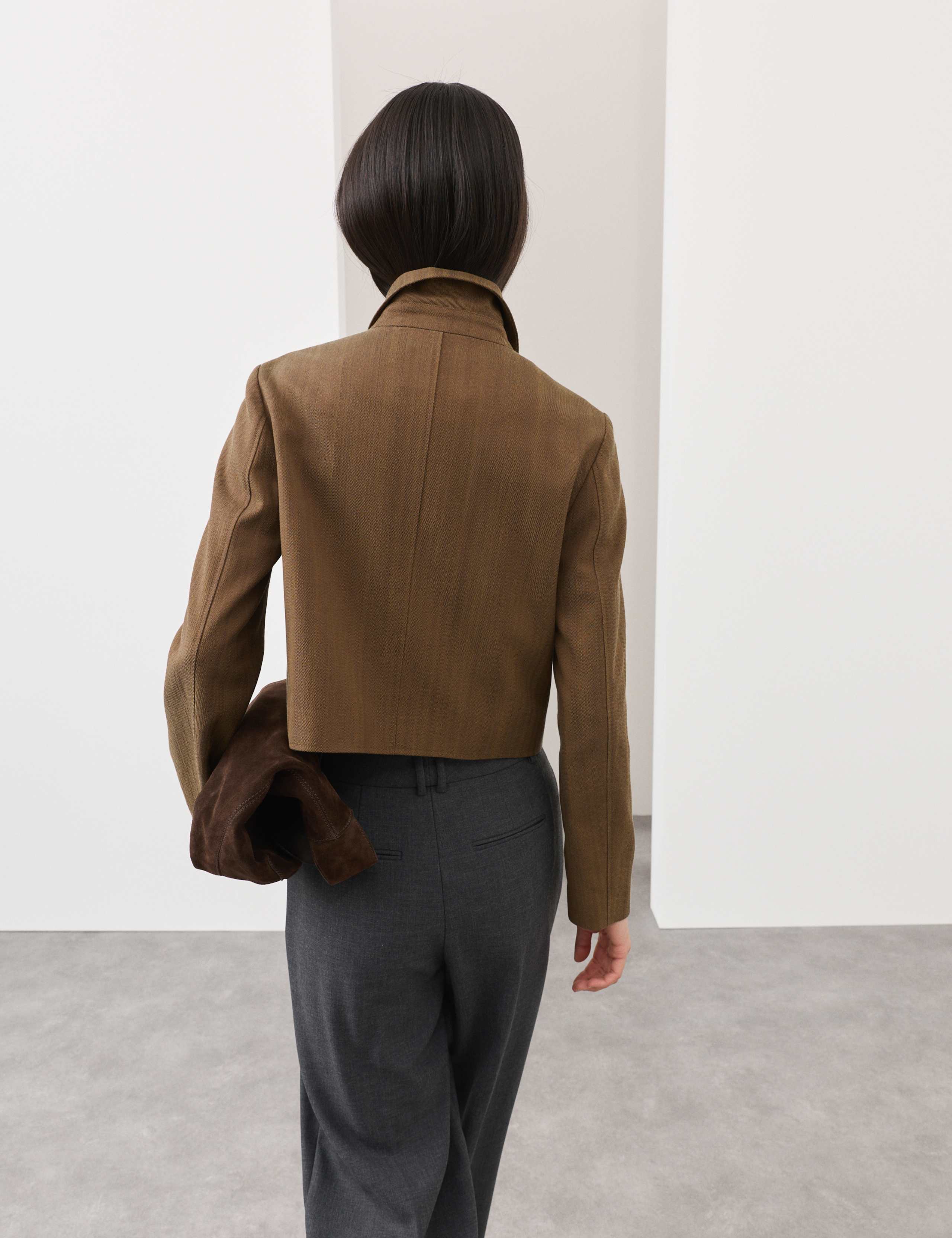 Cotton Blend Twill Cropped Jacket 7 of 7