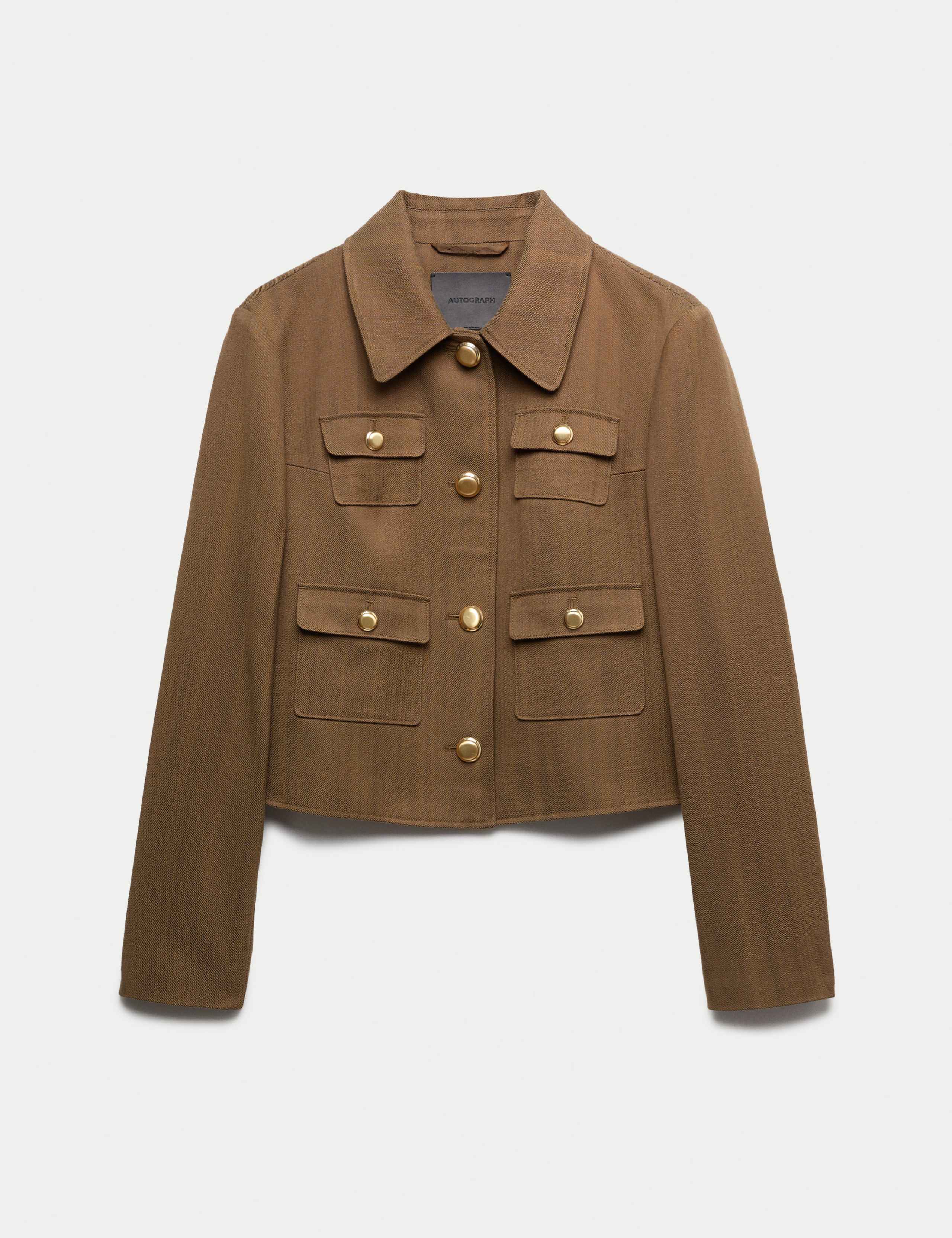 Cotton Blend Twill Cropped Jacket 2 of 7