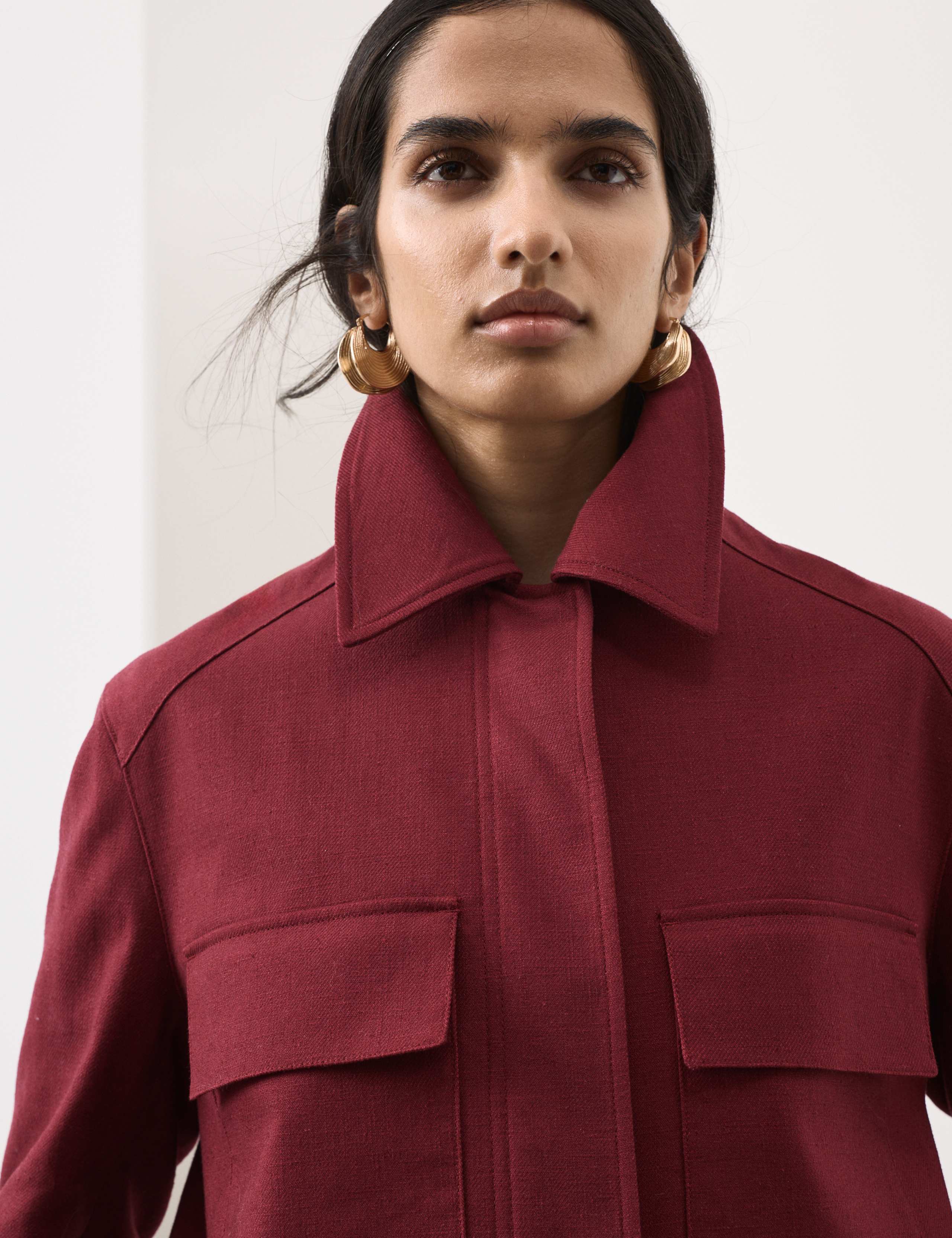 Linen Blend Cropped Utility Jacket 3 of 7