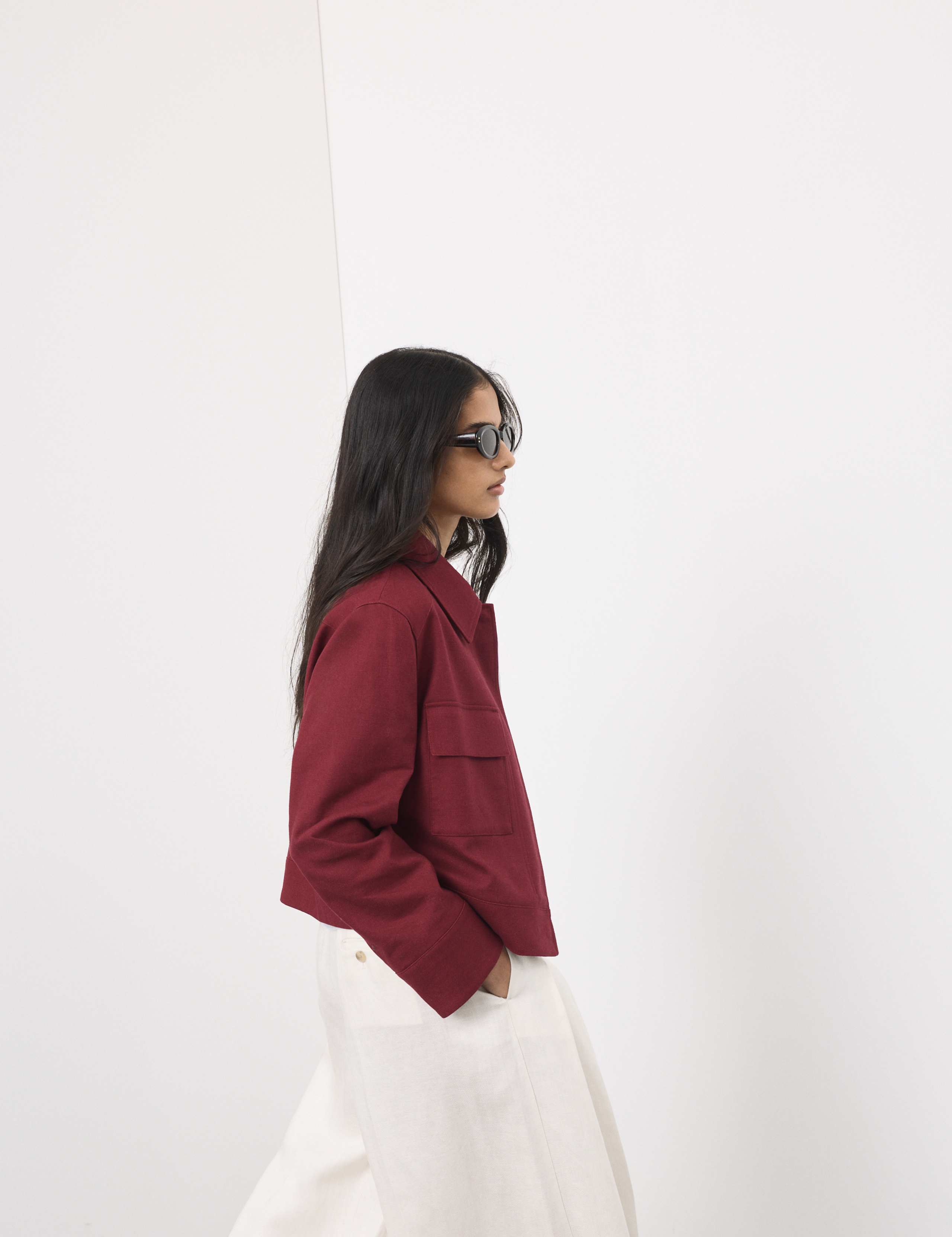 Linen Blend Cropped Utility Jacket 6 of 7