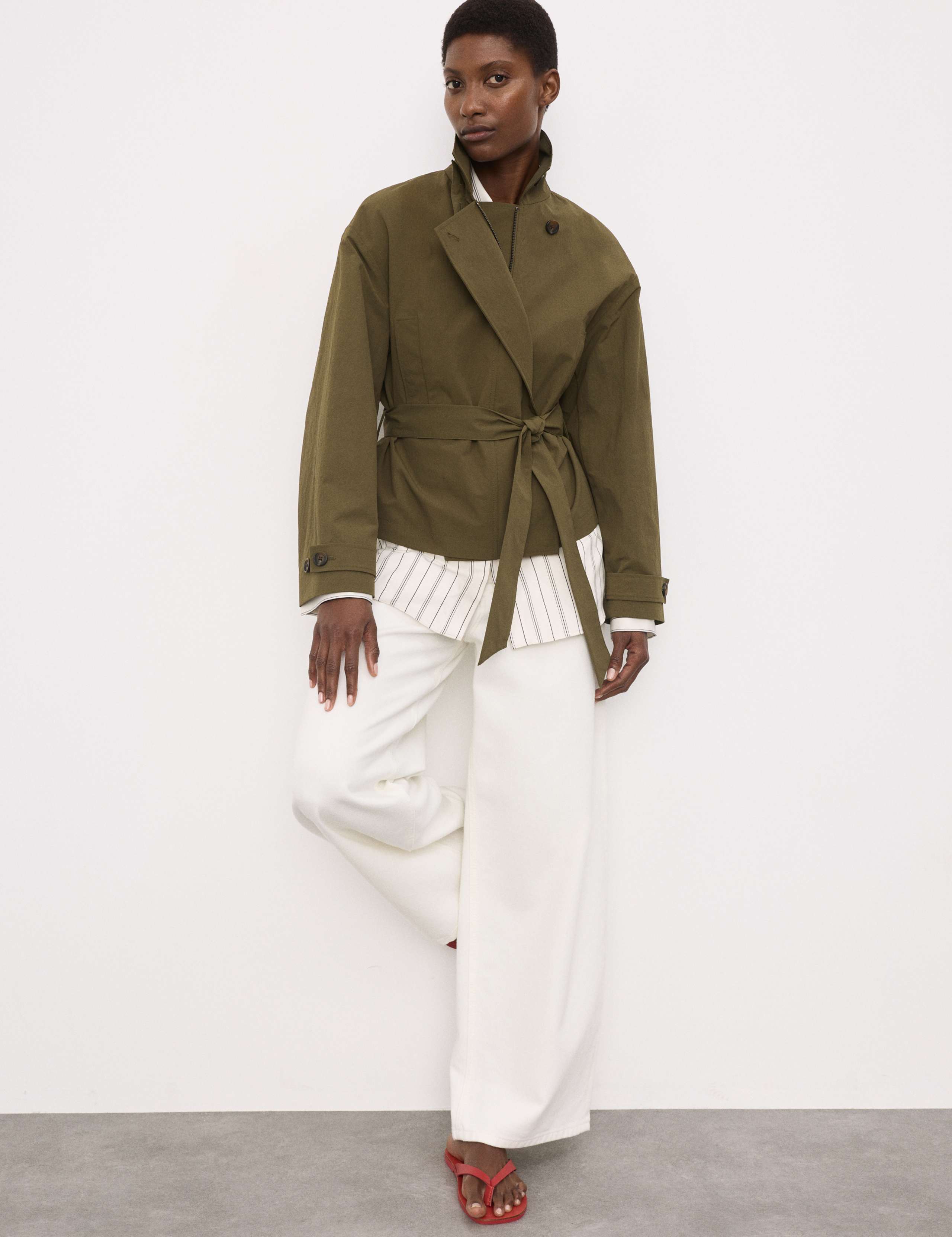 Belted Cropped Trench Coat 3 of 7