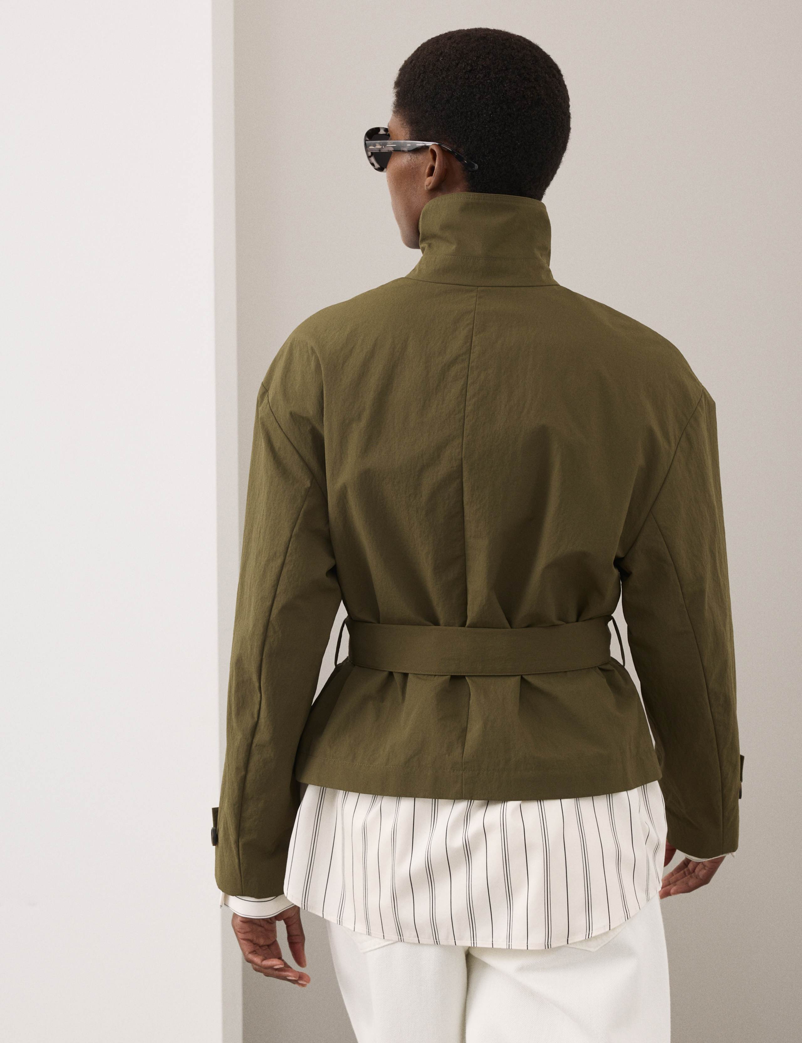 Belted Cropped Trench Coat 4 of 7