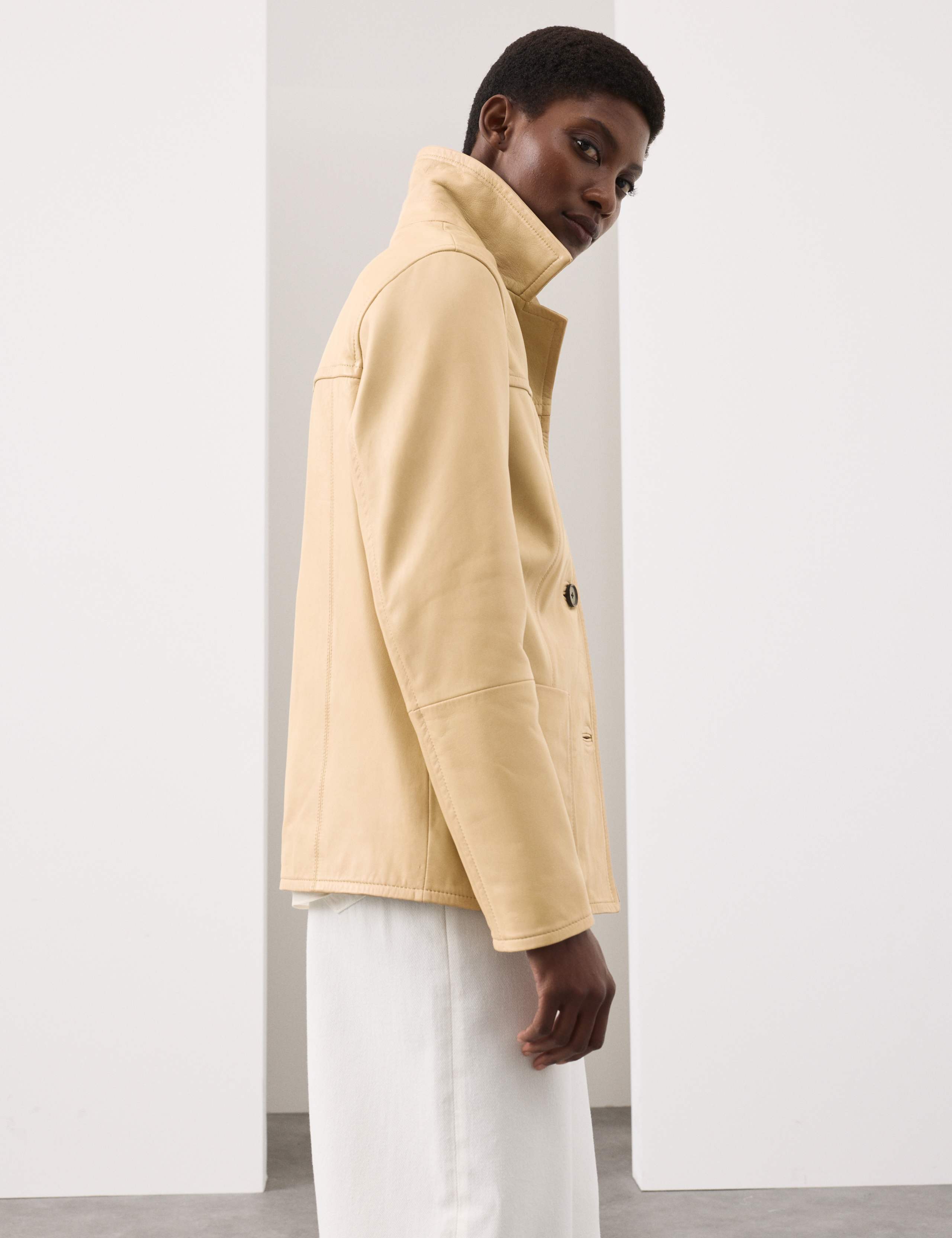 Leather Revere Collar Jacket 5 of 7