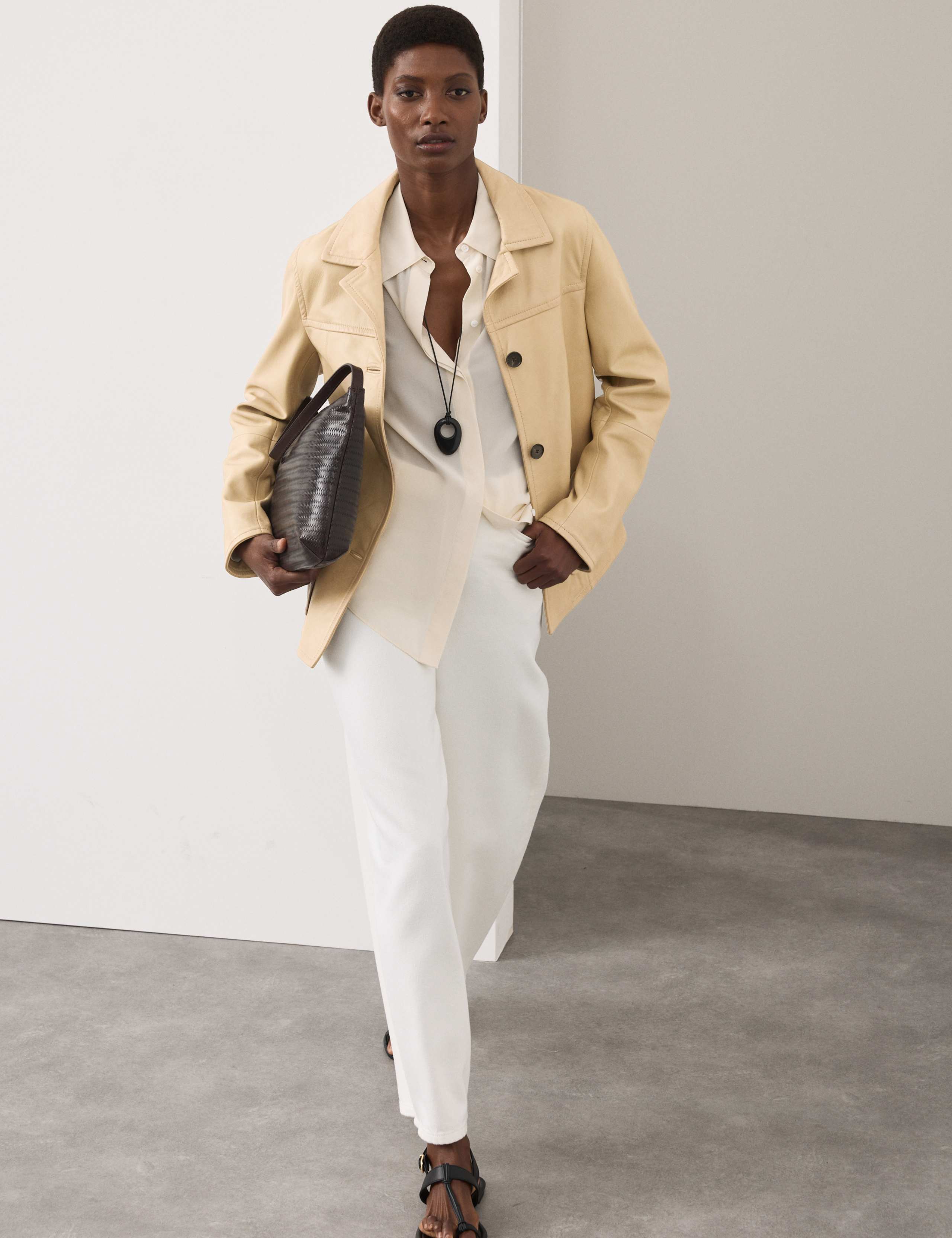 Leather Revere Collar Jacket 8 of 8