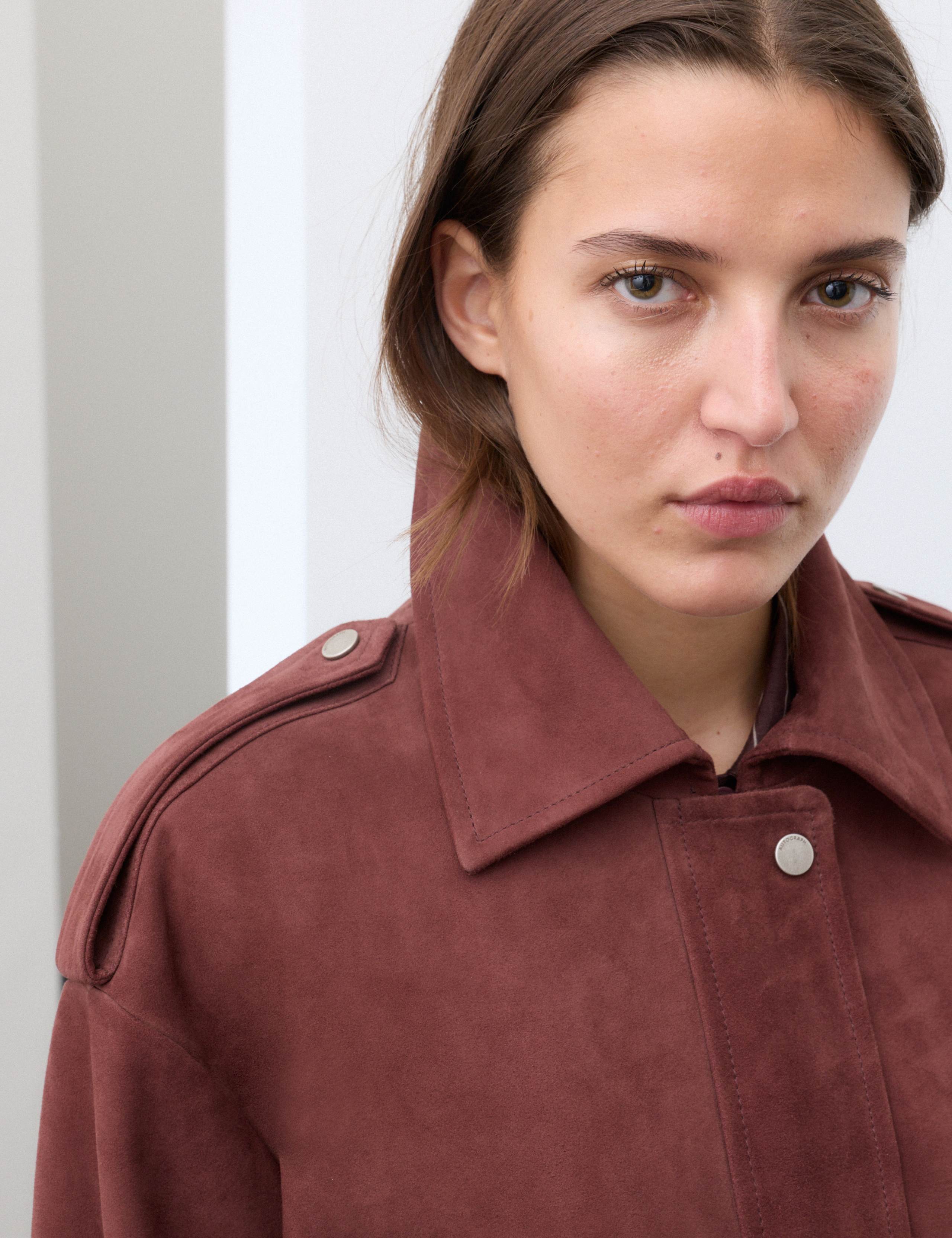 Suede Collared Bomber Jacket 7 of 7