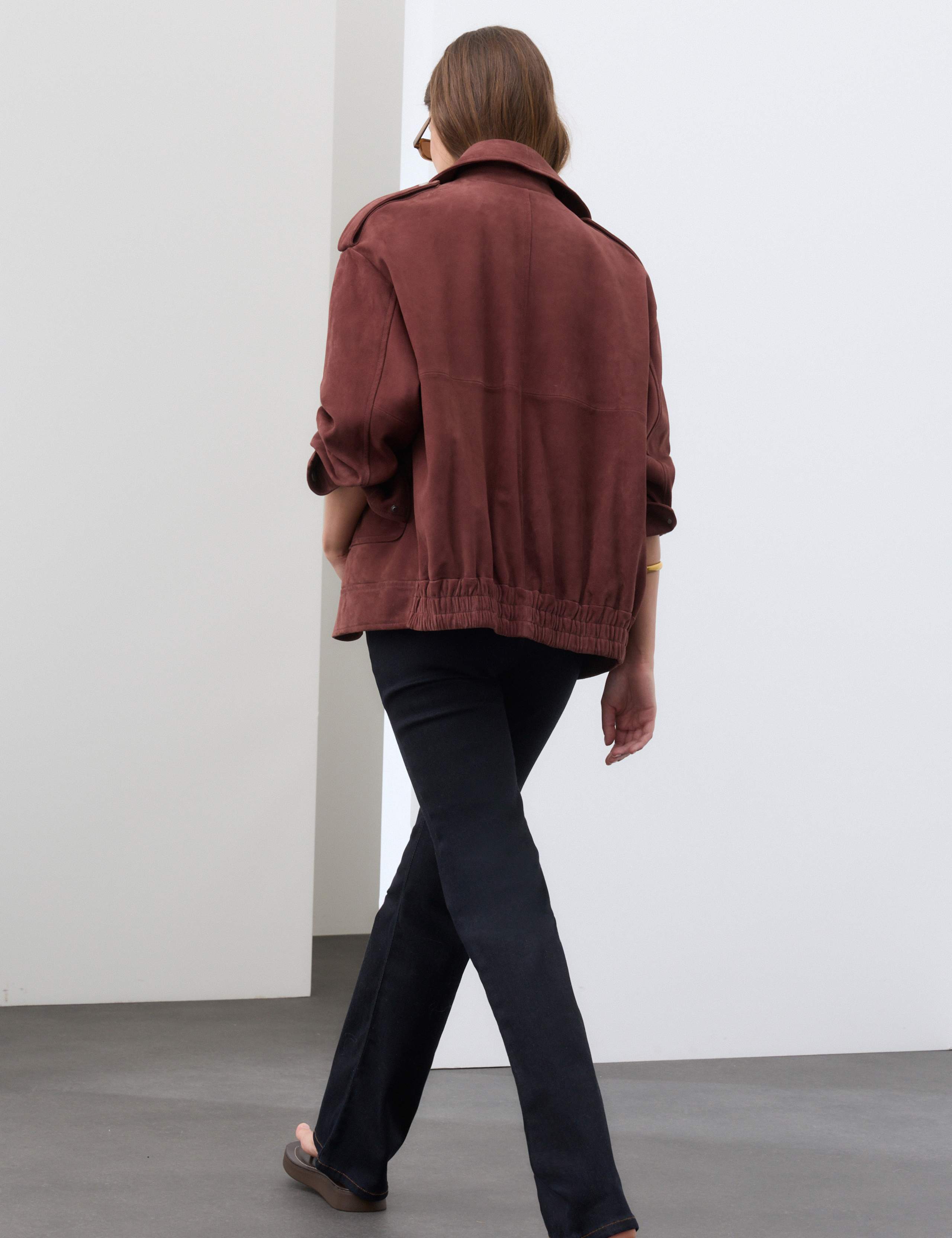 Suede Collared Bomber Jacket 3 of 7