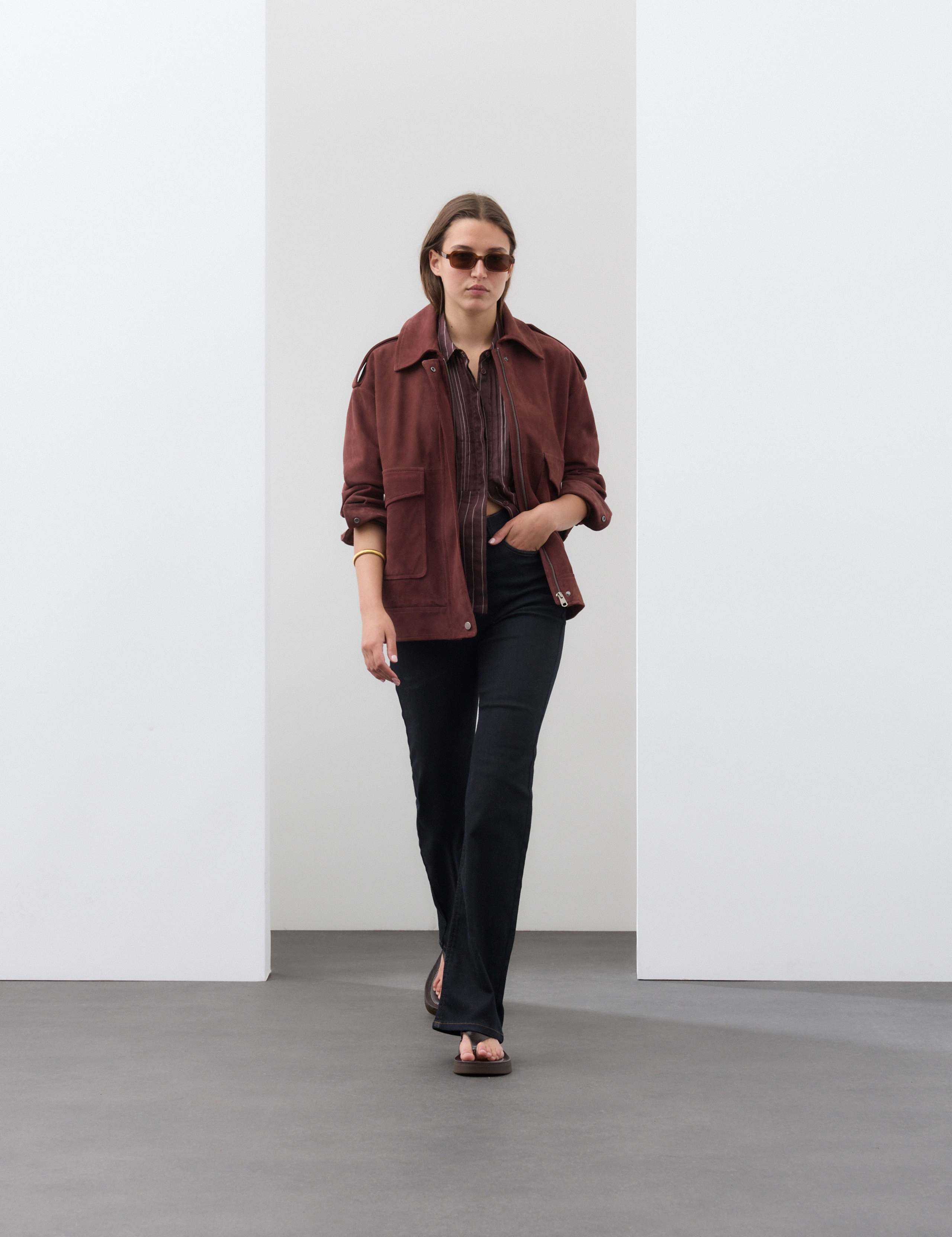 Suede Collared Bomber Jacket 4 of 7