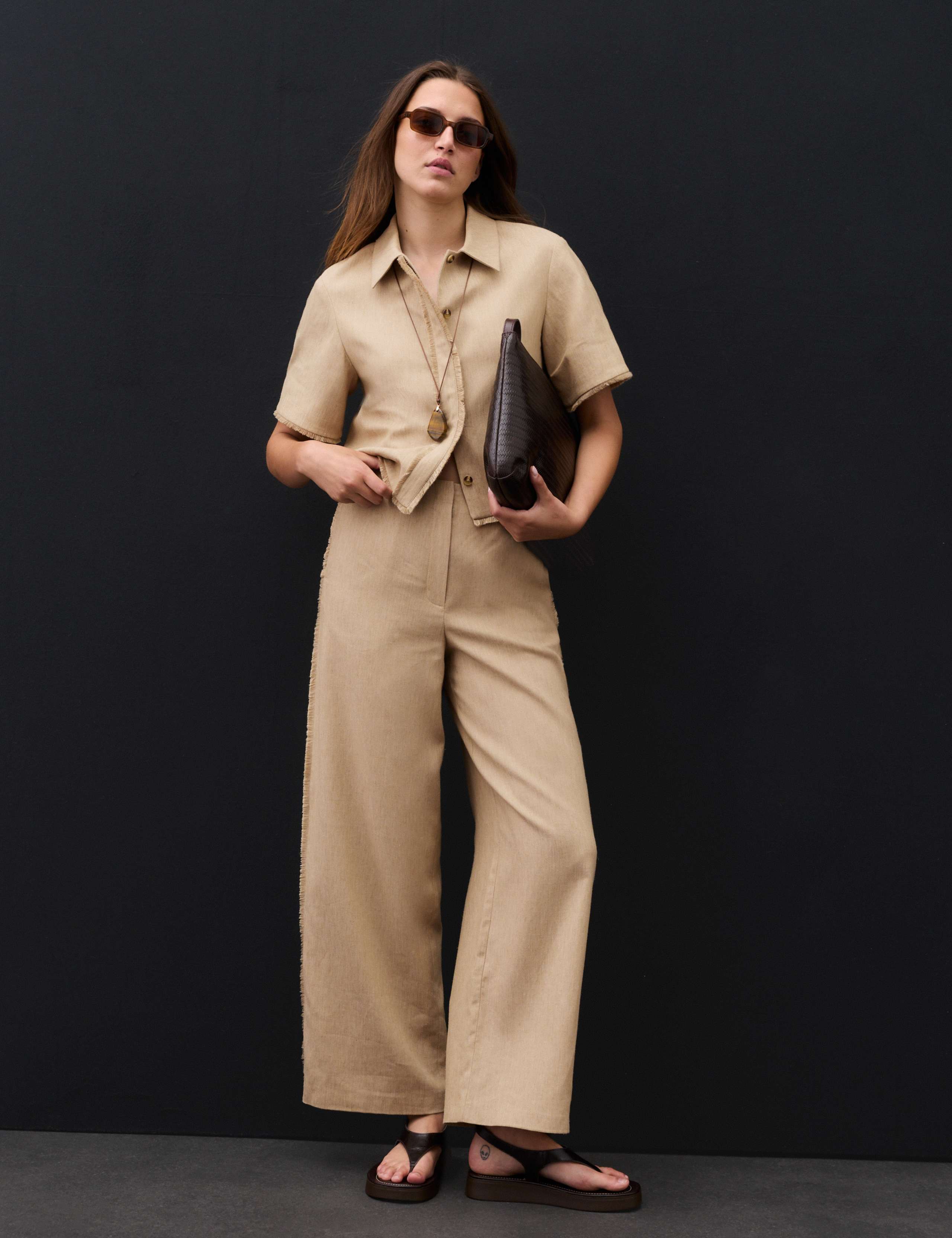 Linen Blend Frayed Edge Overshirt 5 of 7