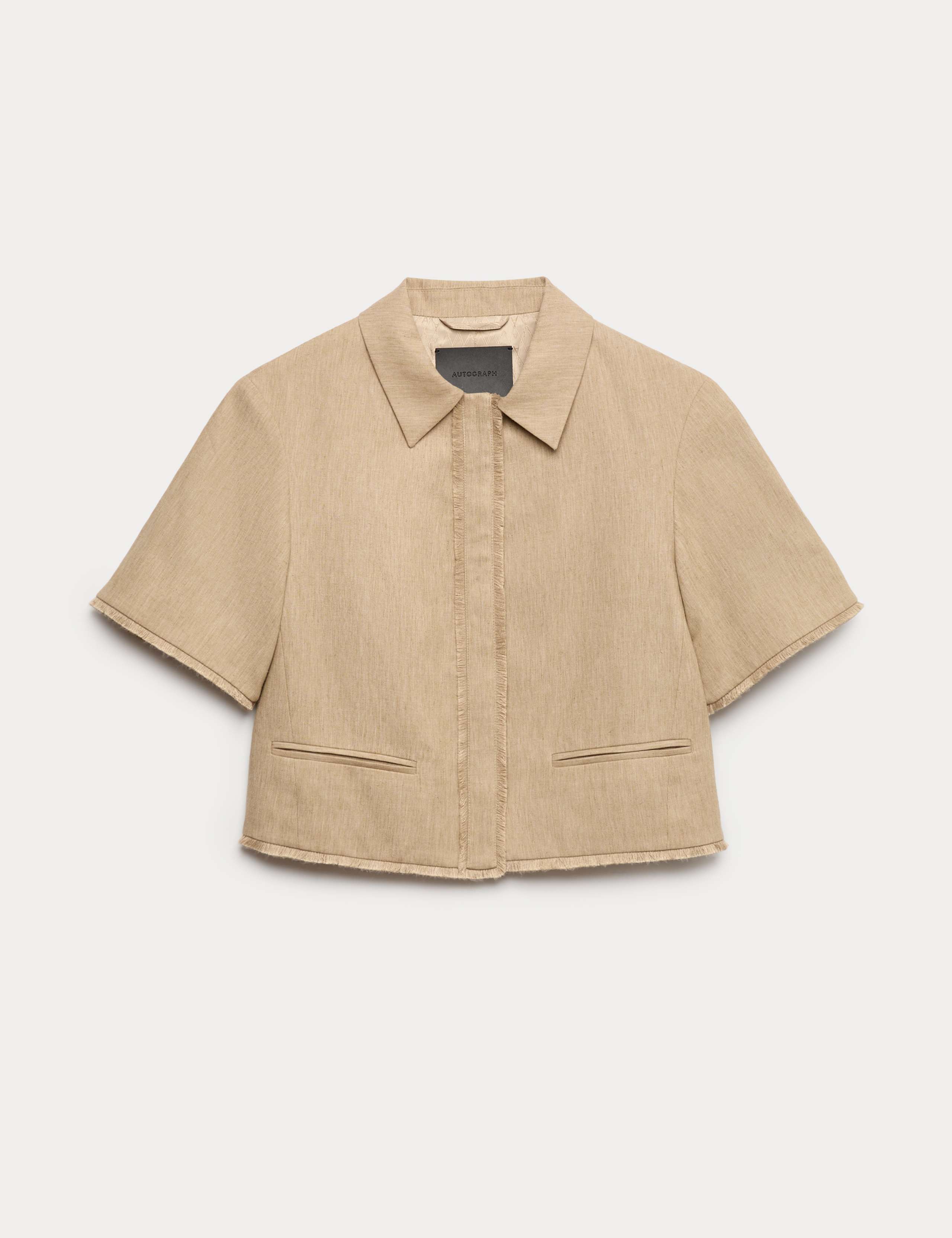 Linen Blend Frayed Edge Overshirt 2 of 7