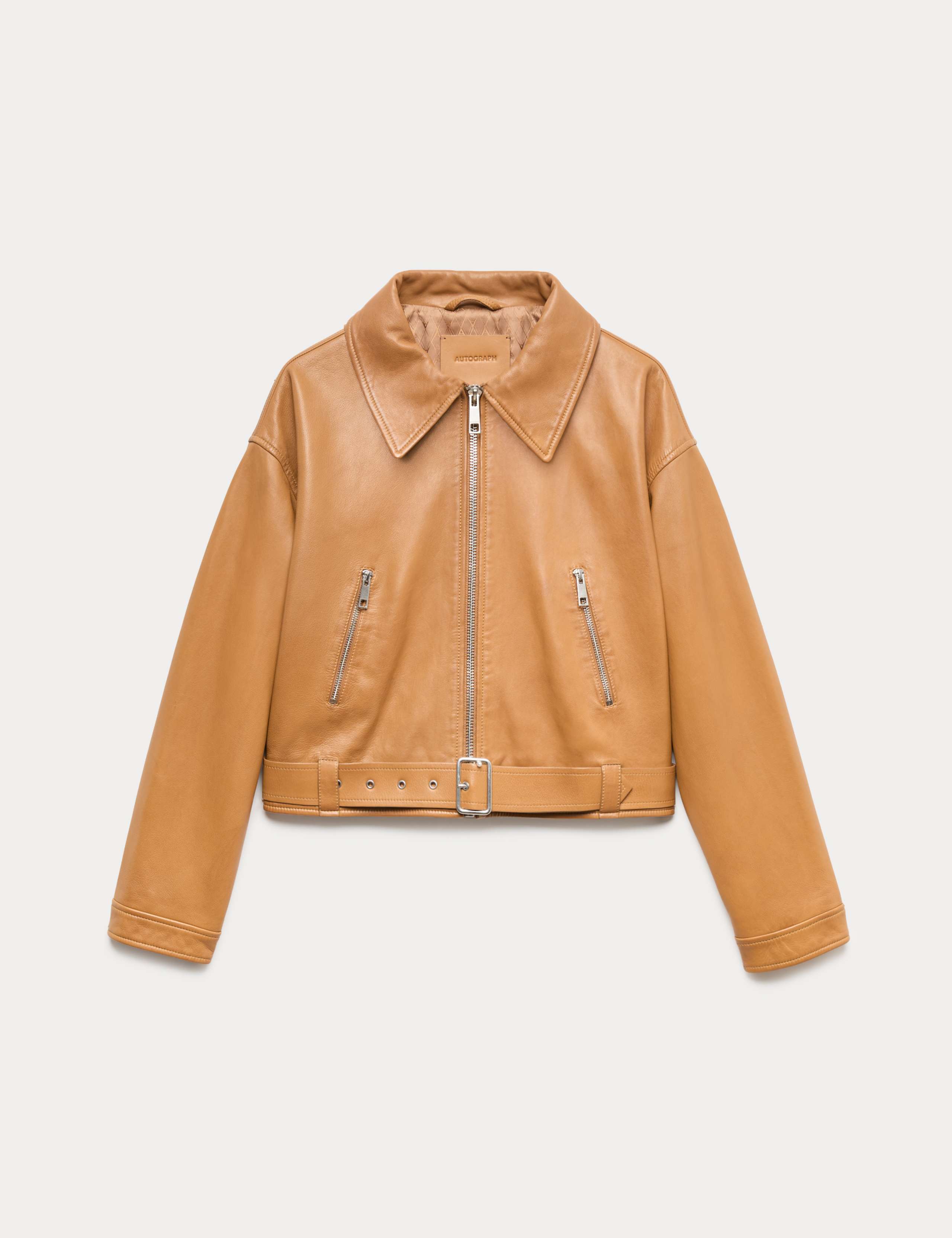 Leather Belted Biker Jacket 2 of 7