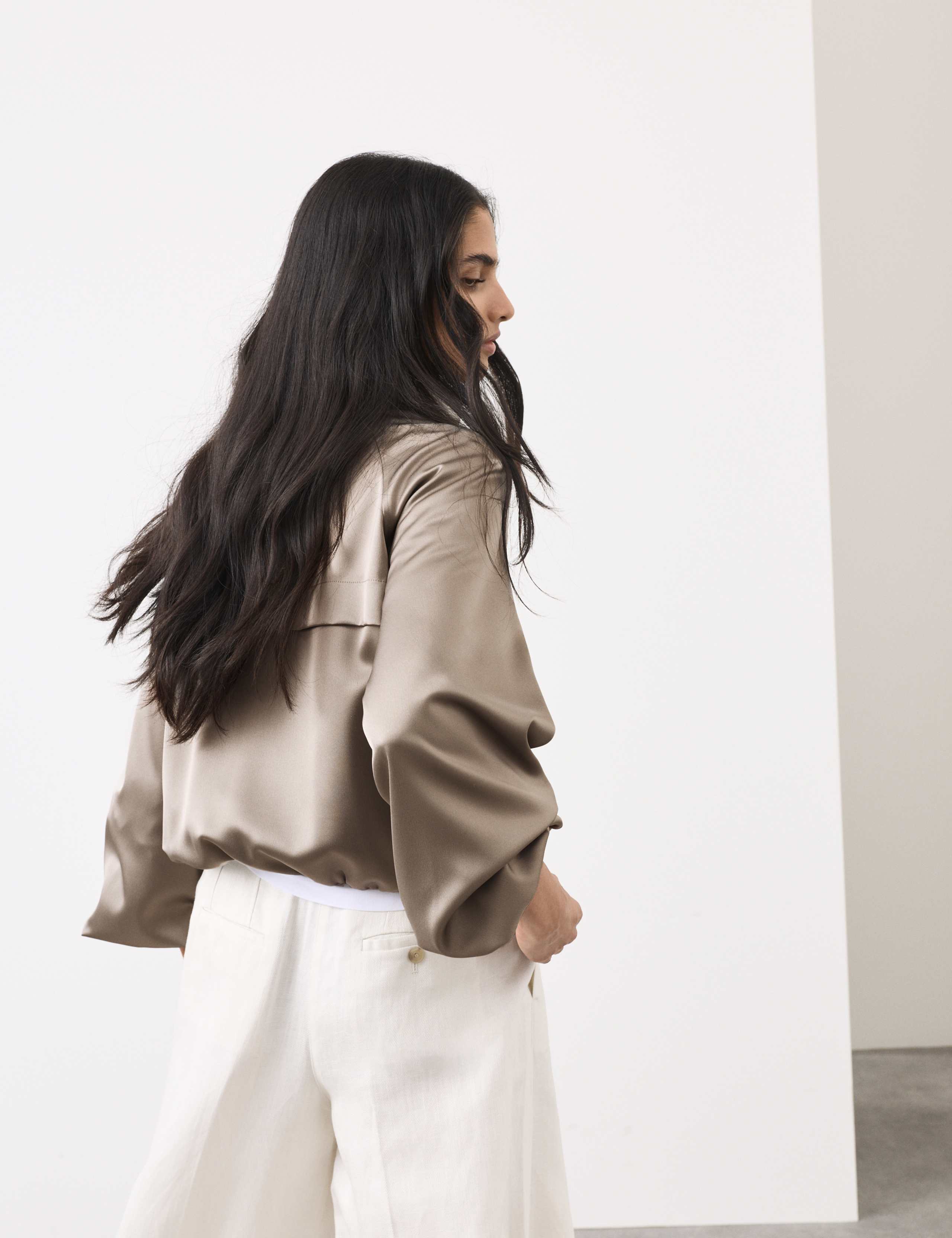 Satin Lightweight Funnel Neck Bomber Jacket 4 of 7