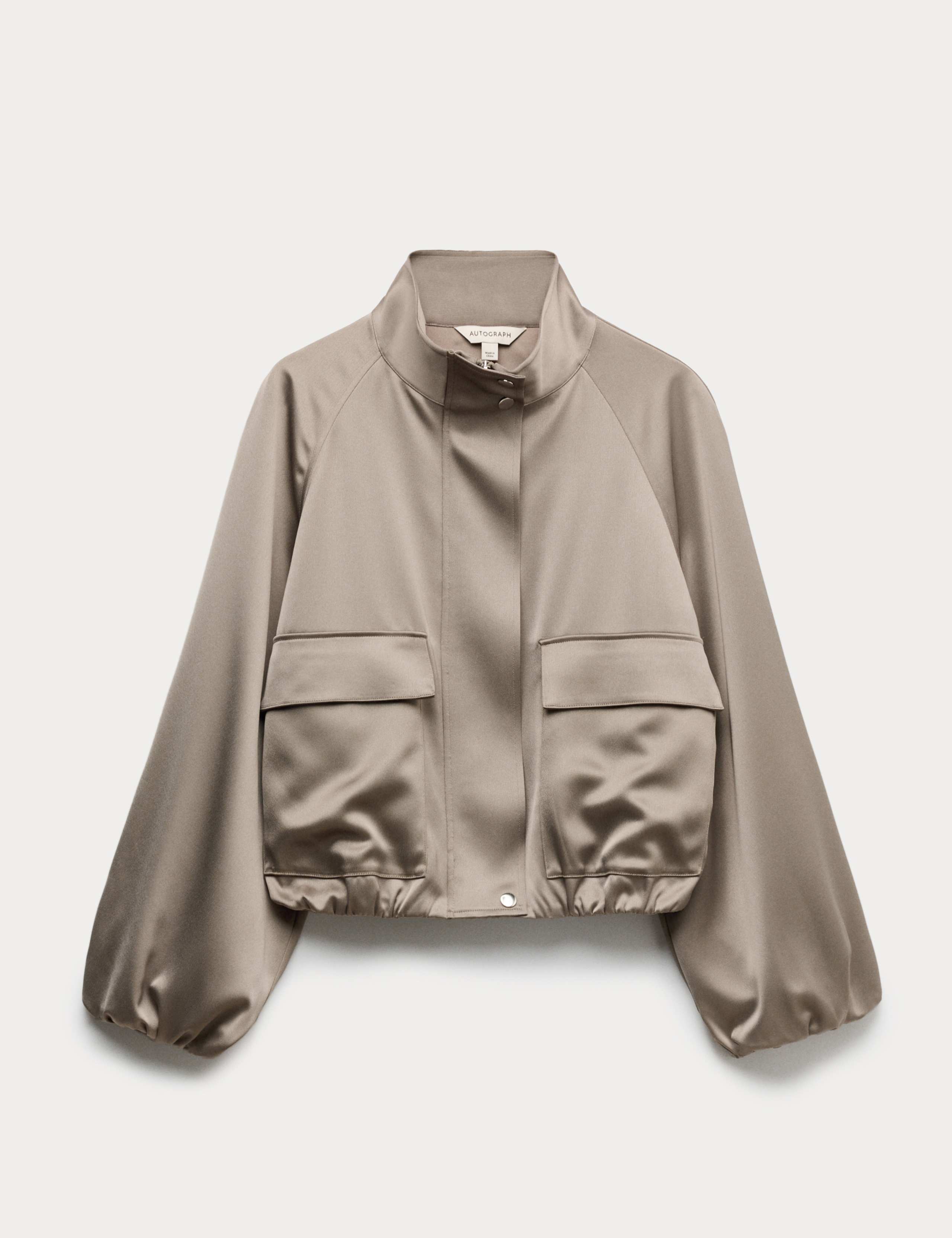 Satin Lightweight Funnel Neck Bomber Jacket 1 of 1