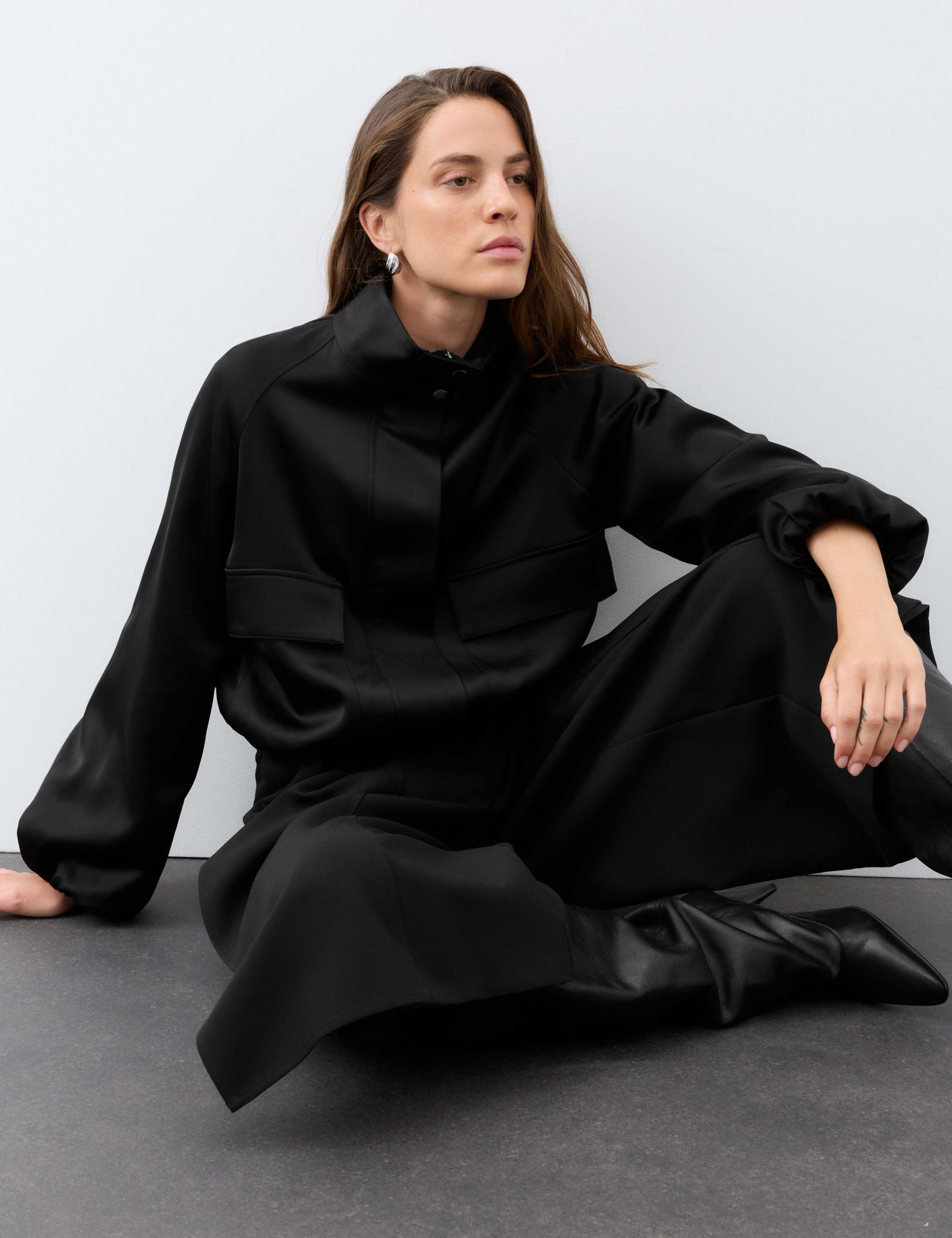 Satin Lightweight Funnel Neck Bomber Jacket 4 of 7