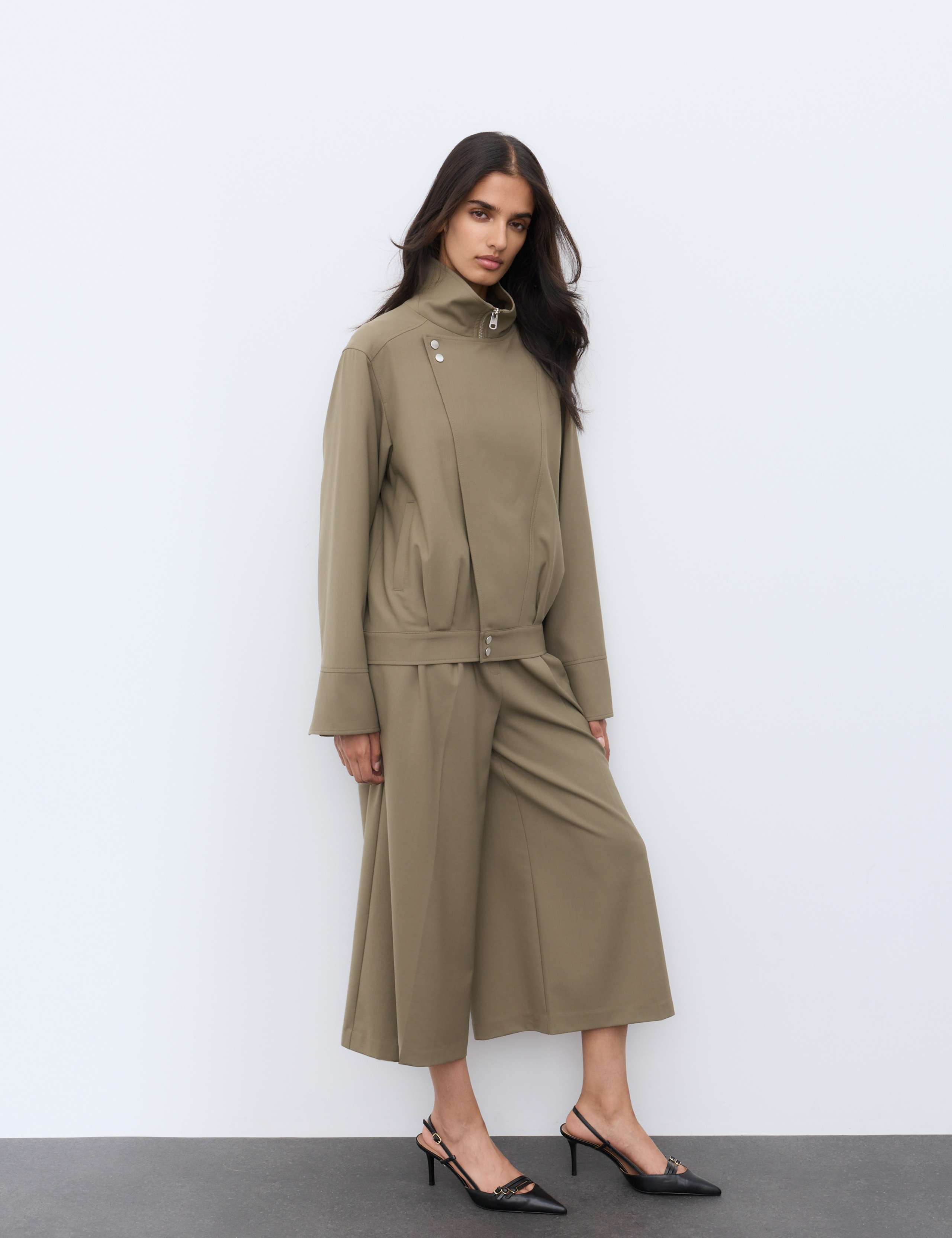Wool Blend Funnel Neck Tailored Bomber Jacket 7 of 7