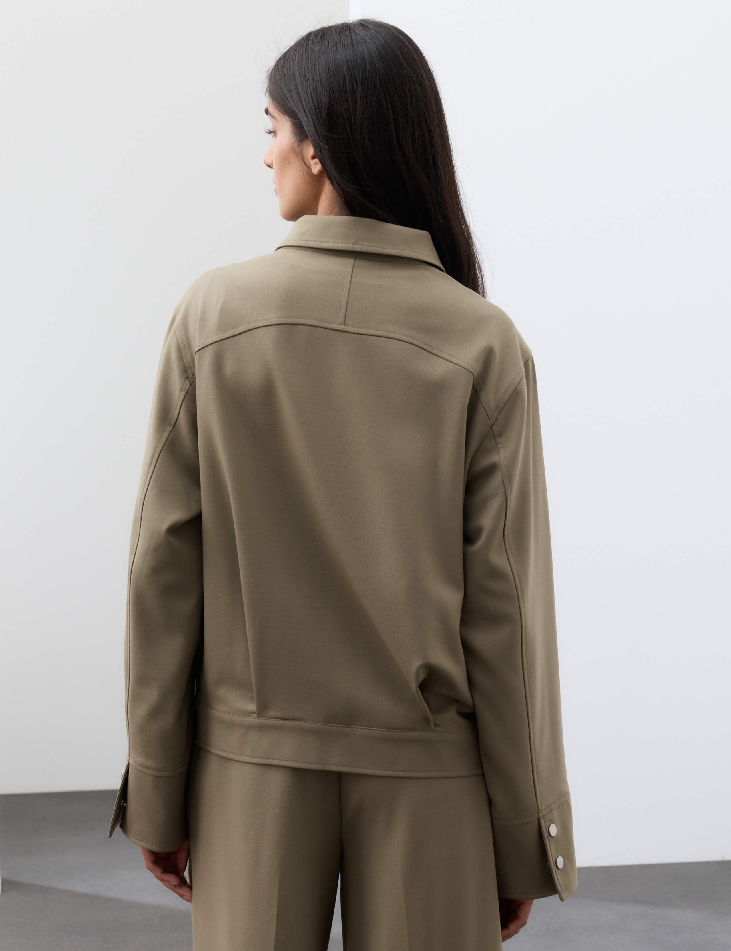 Wool Blend Funnel Neck Tailored Bomber Jacket 3 of 7