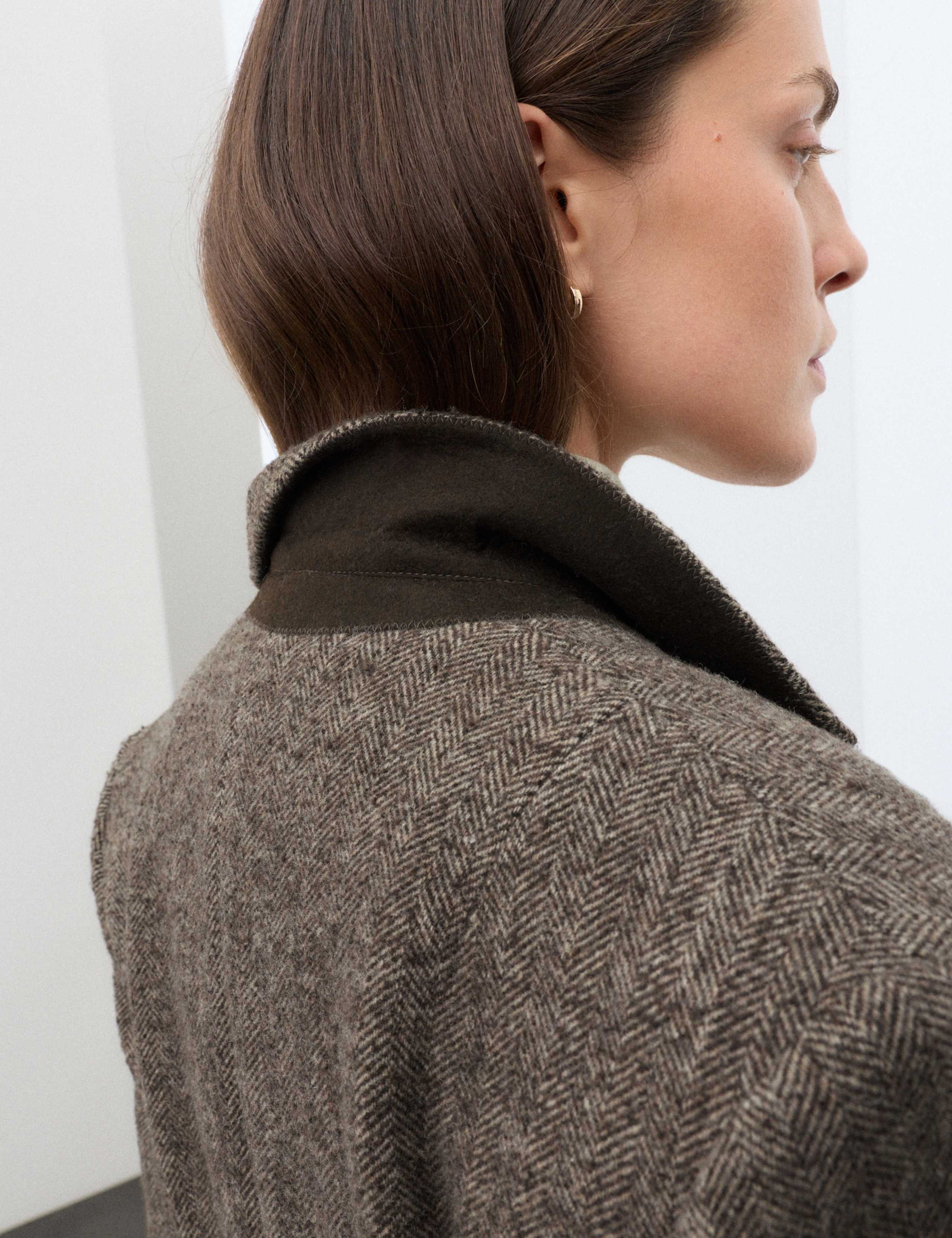 Wool Rich Herringbone Tailored Coat 5 of 5