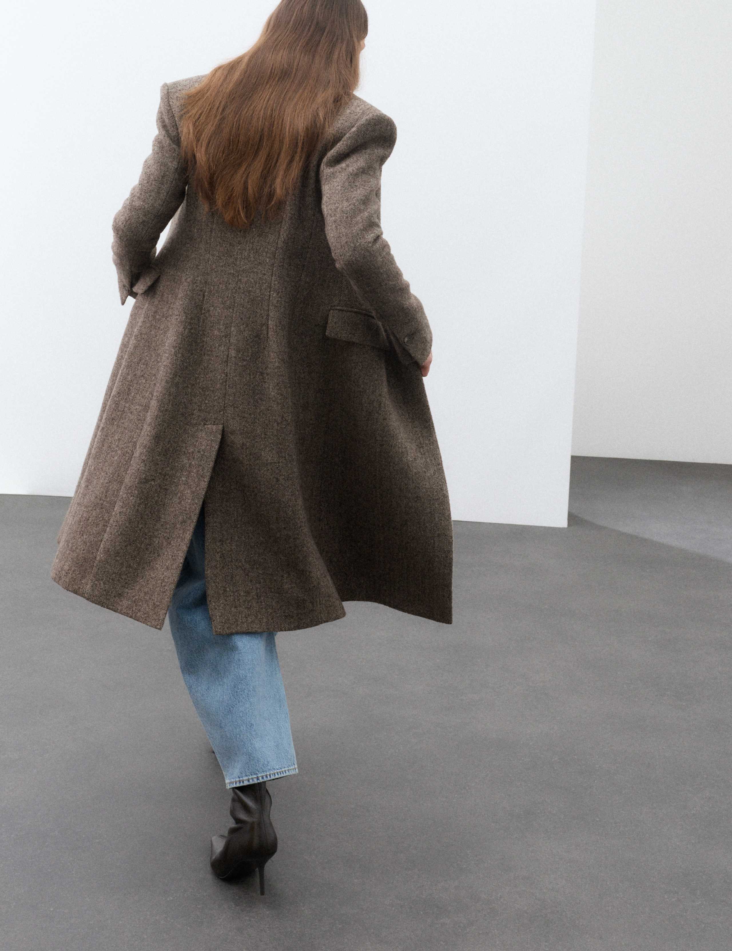 Wool Rich Herringbone Tailored Coat 3 of 5