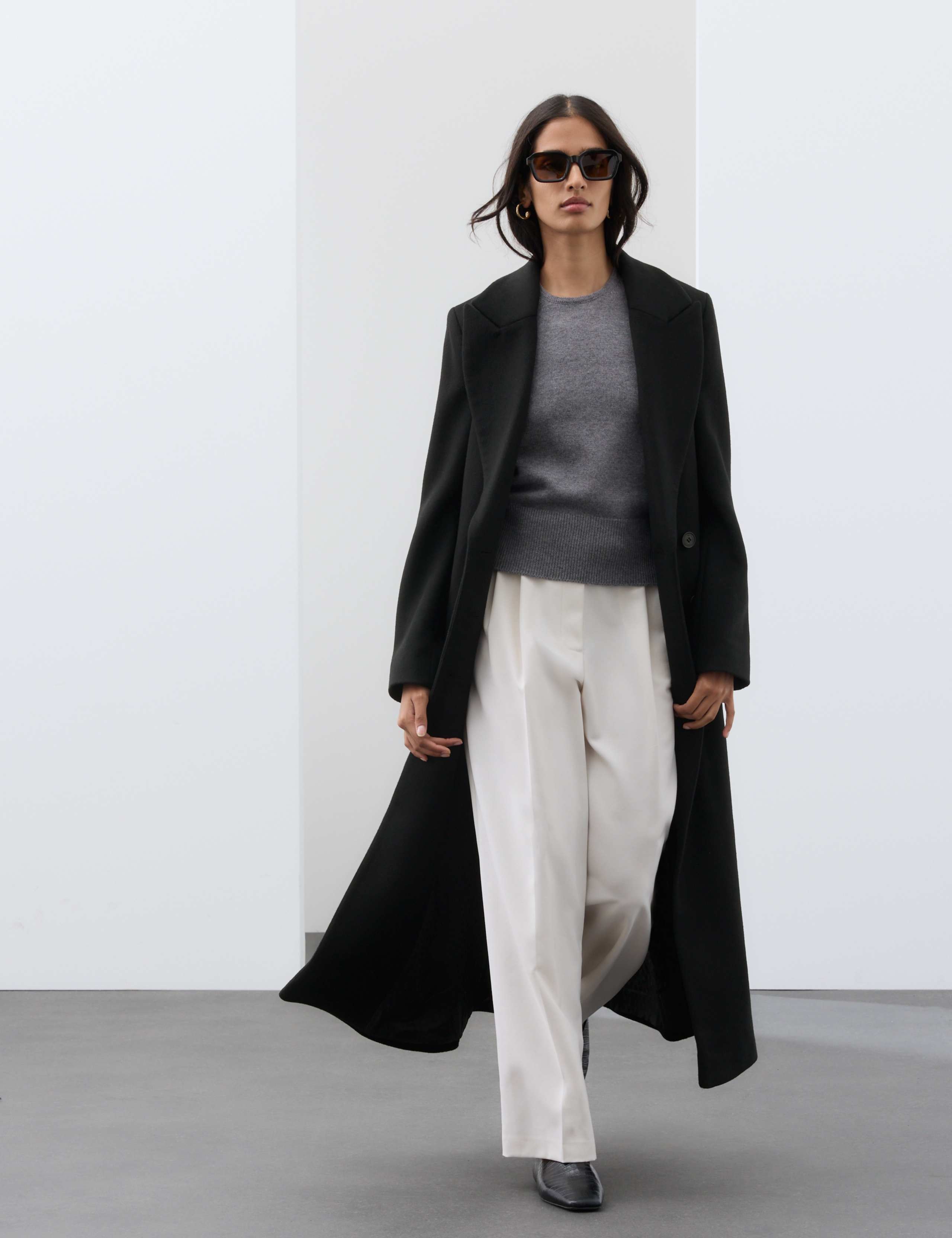 Wool Blend Single Breasted Tailored Coat 4 of 7