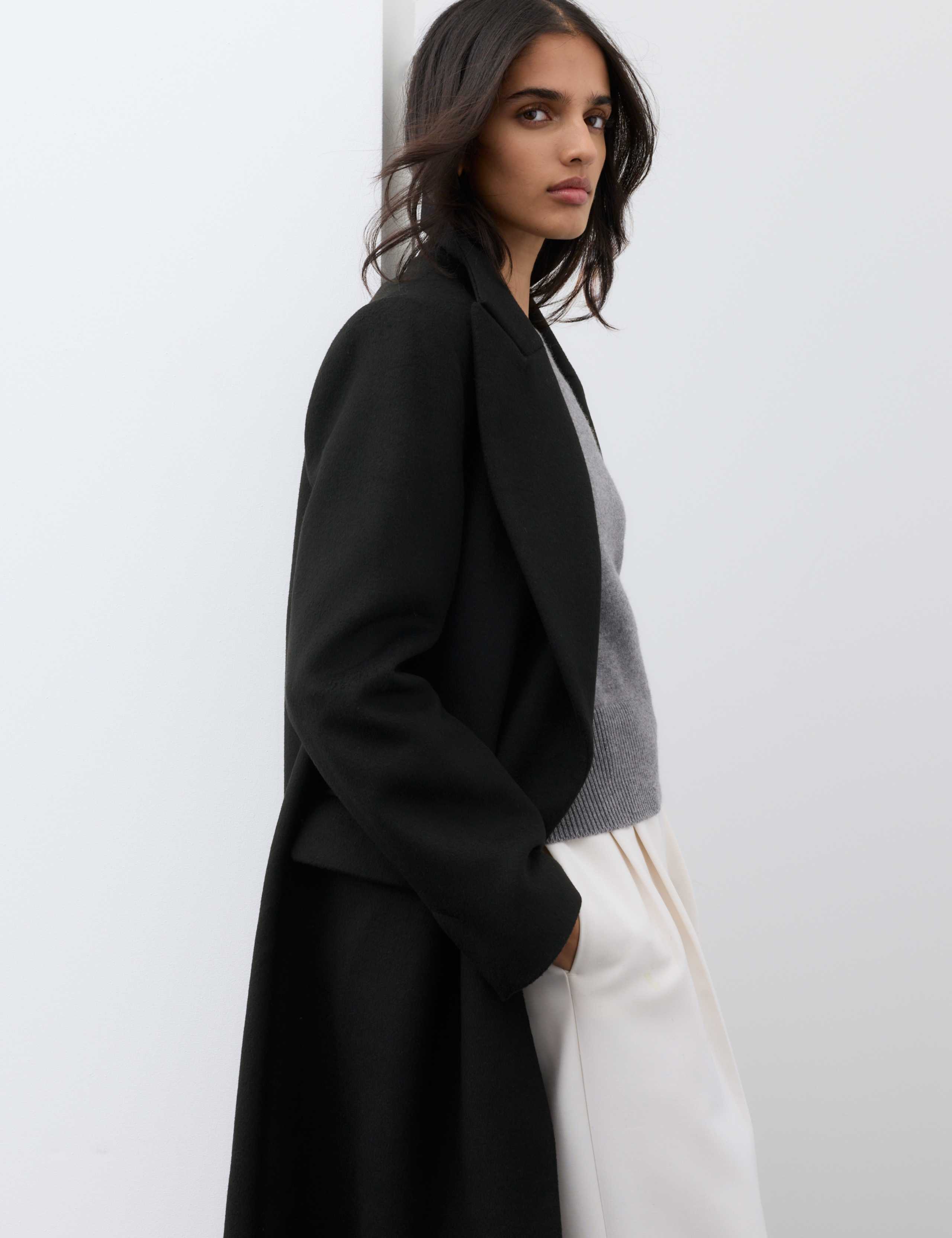 Wool Blend Single Breasted Tailored Coat 5 of 7