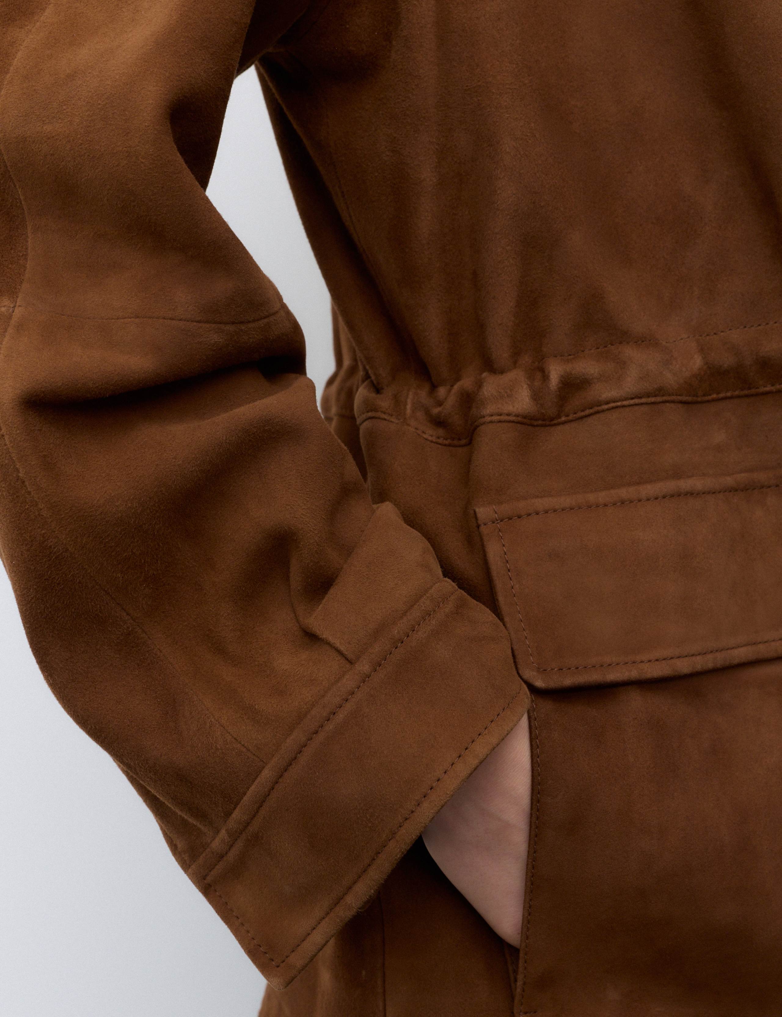 Suede Funnel Neck Longline Jacket 7 of 8