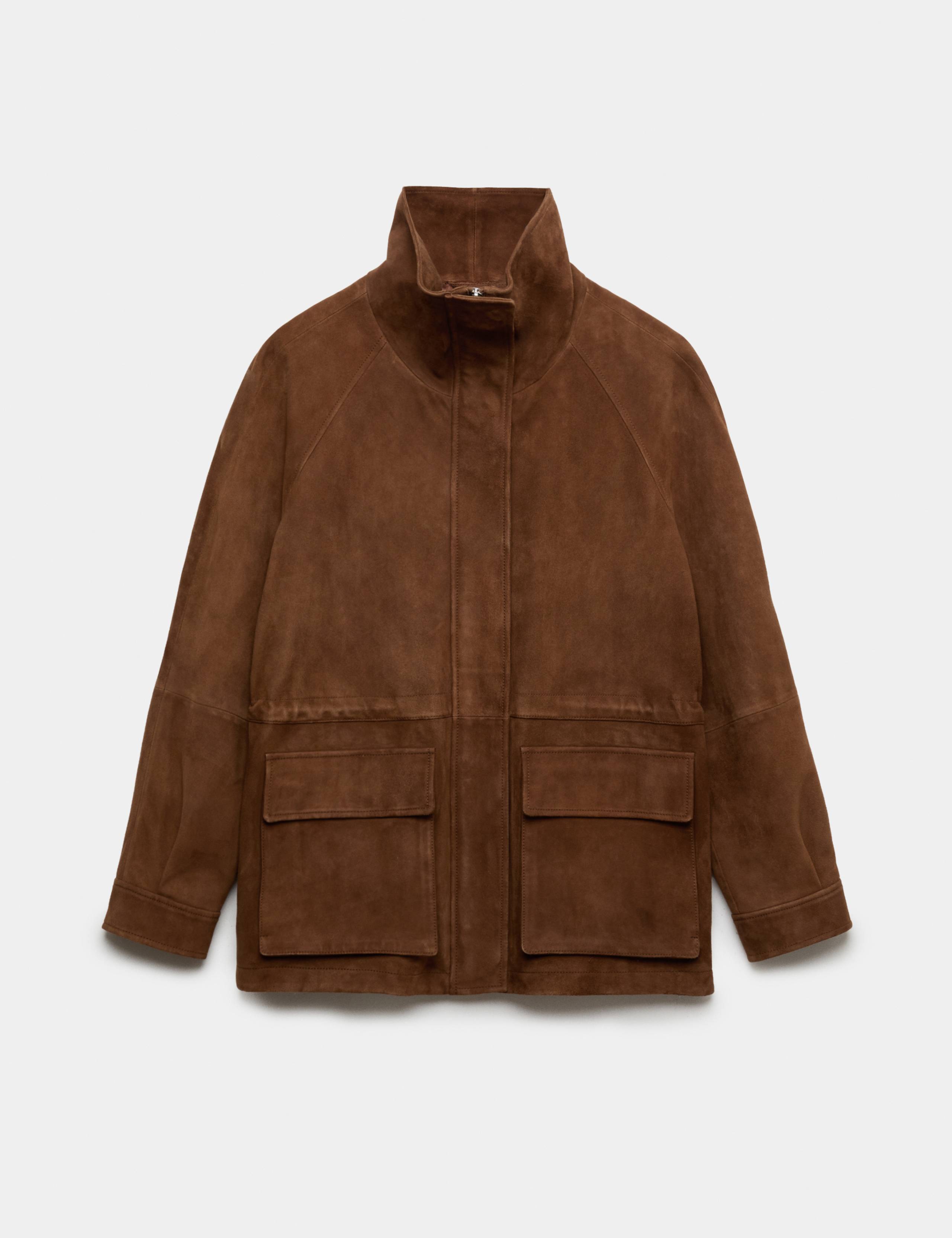 Suede Funnel Neck Longline Jacket 2 of 8