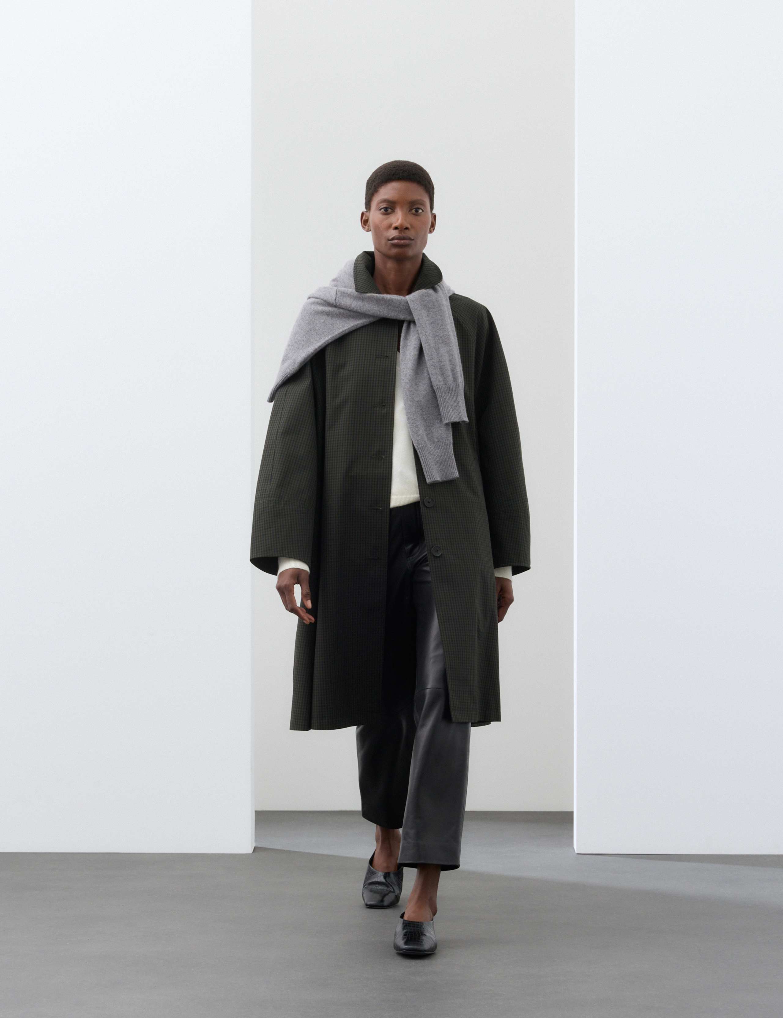 Pure Cotton Checked Collared Longline Car Coat 4 of 8