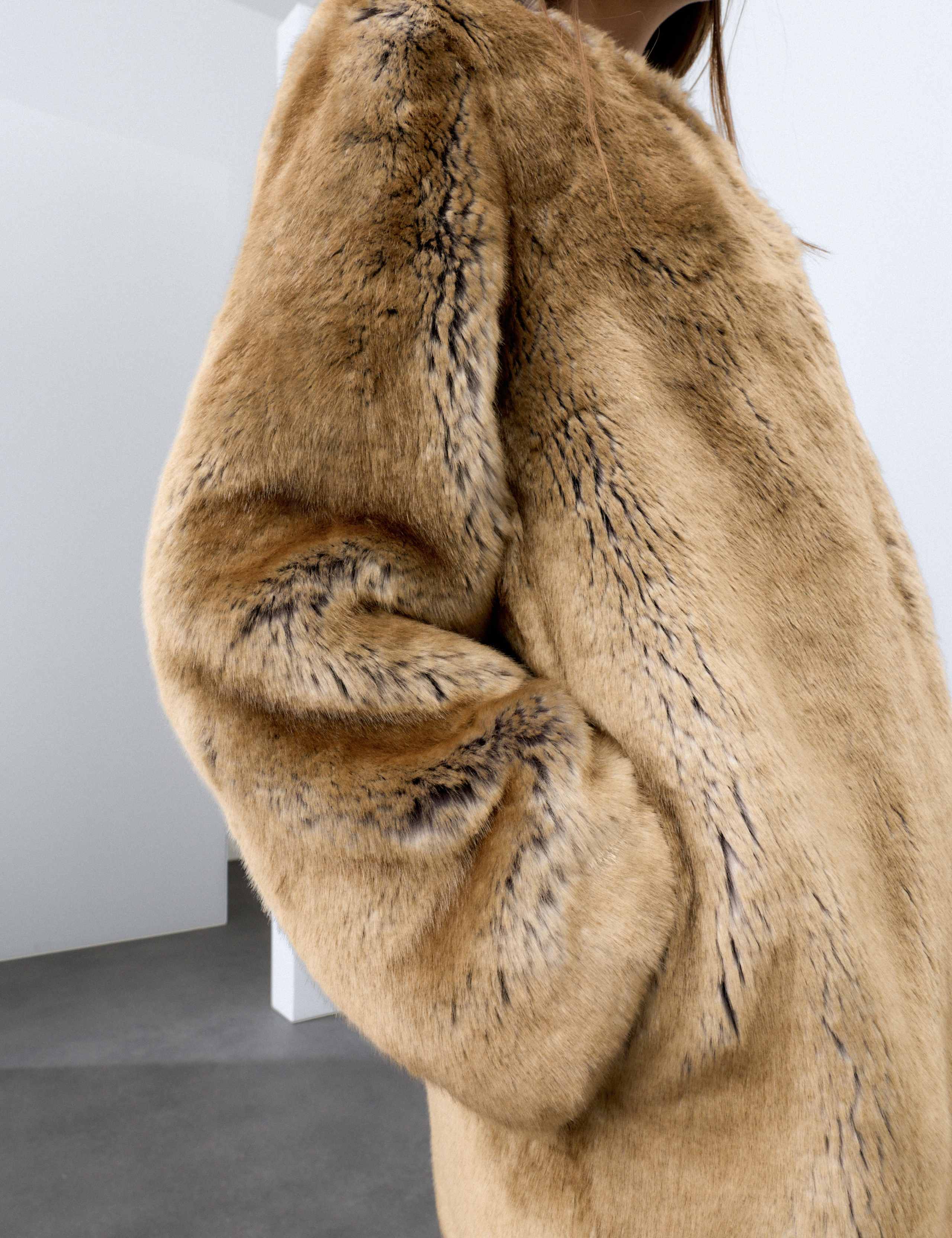 Faux Fur Collarless Longline Coat 5 of 7
