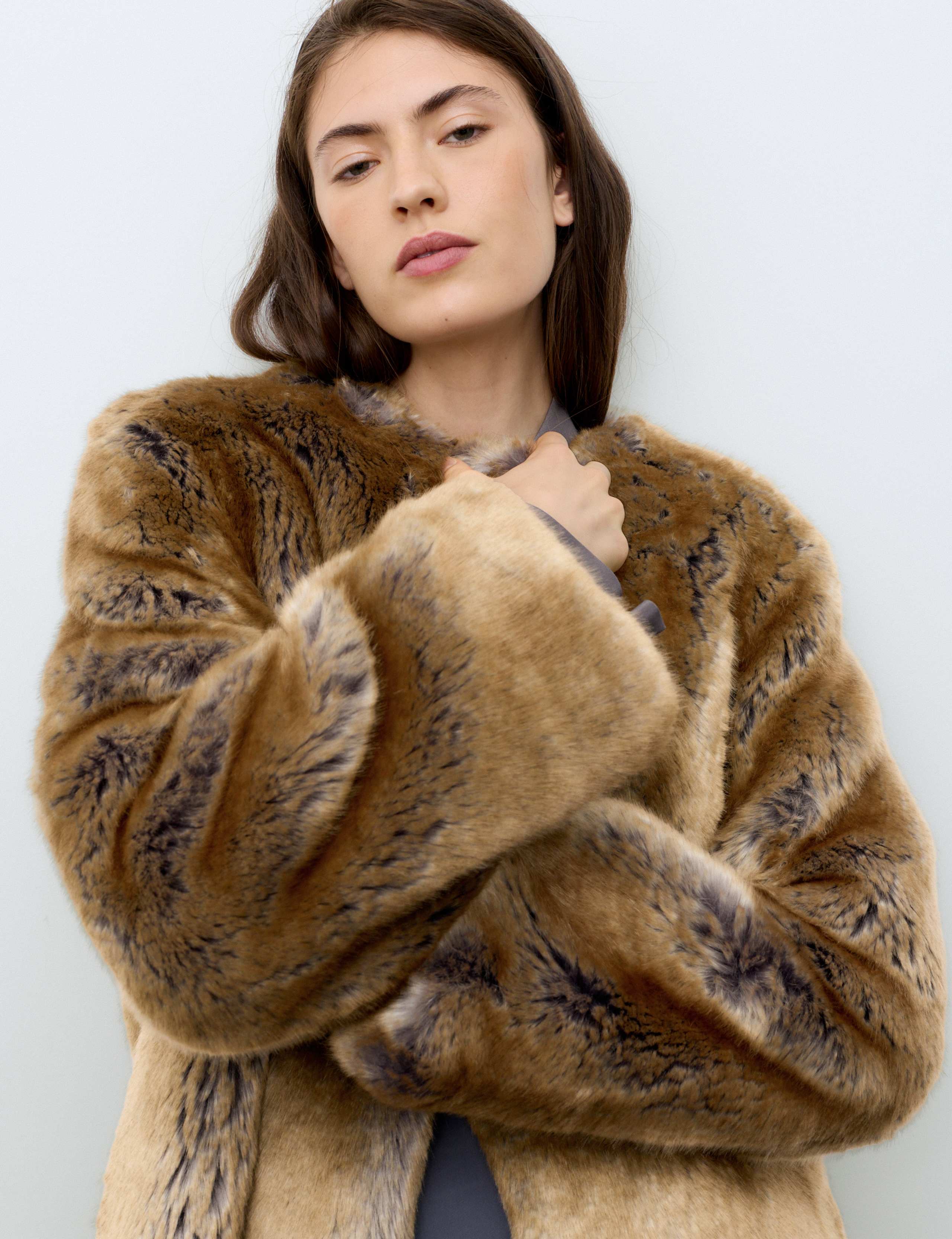 Faux Fur Collarless Longline Coat 6 of 7