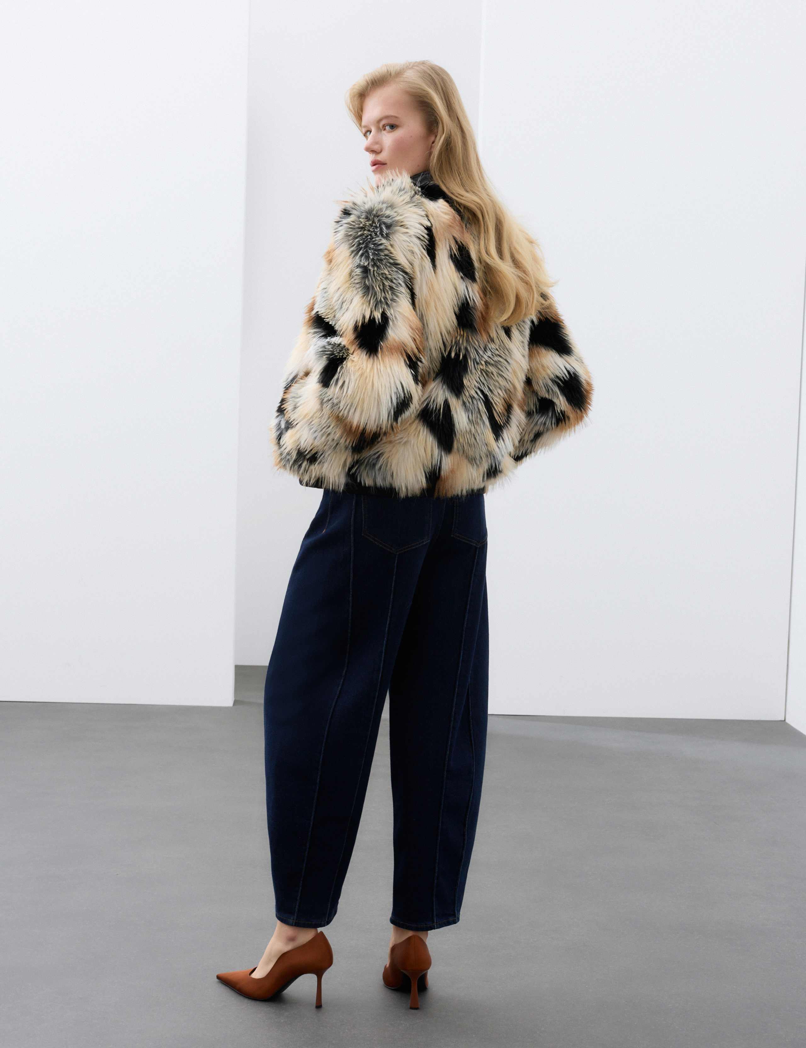 Faux Fur Leather Trim Funnel Neck Bomber Jacket by Autograph at M&S IE