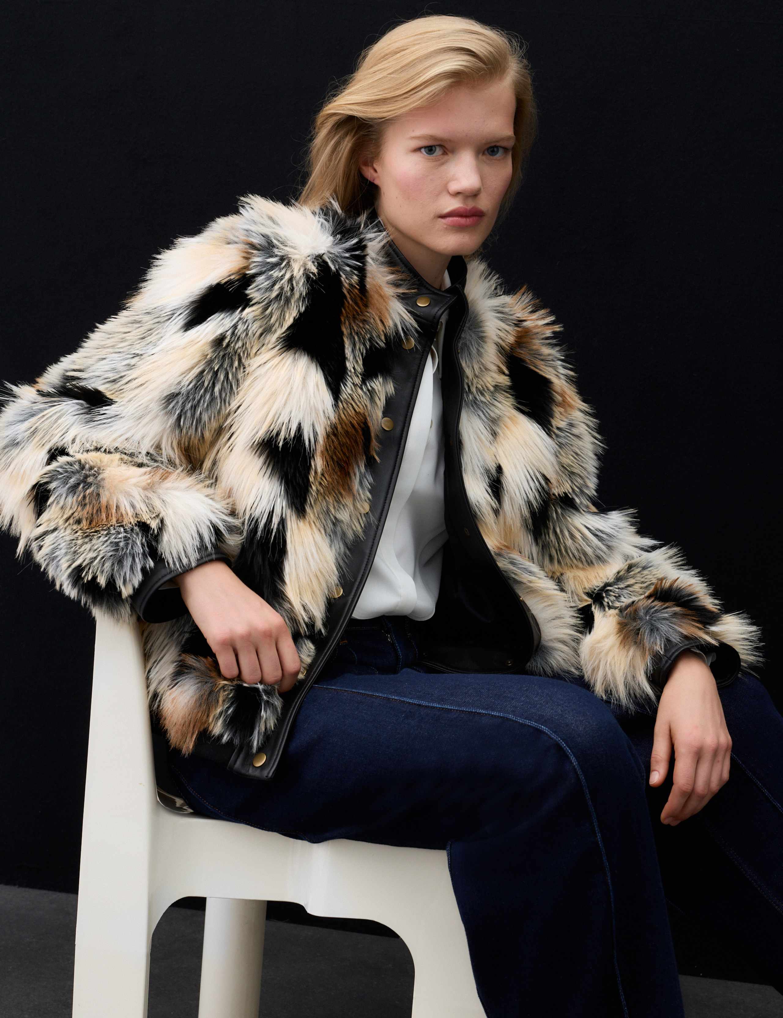 Faux Fur Leather Trim Funnel Neck Bomber Jacket by Autograph at M&S IE