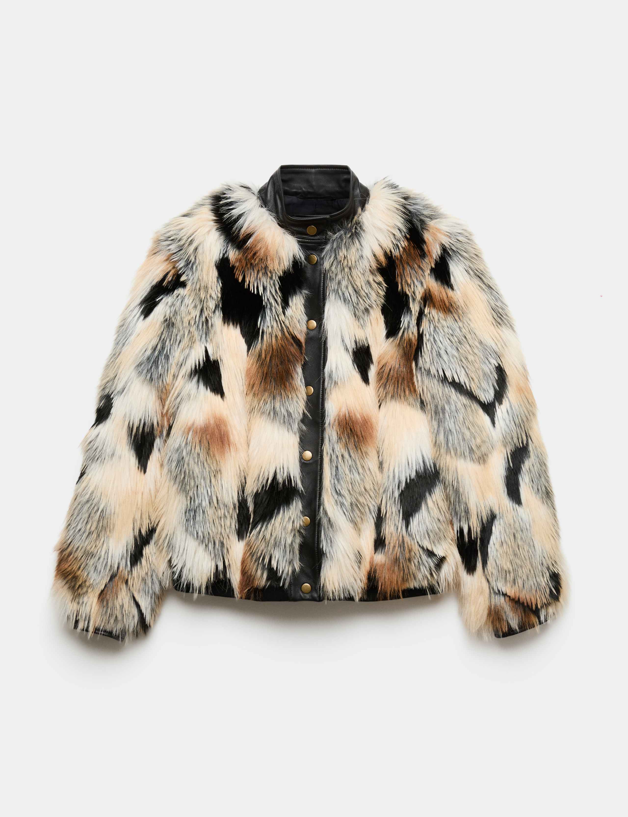 Faux Fur Leather Trim Funnel Neck Bomber Jacket by Autograph at M&S